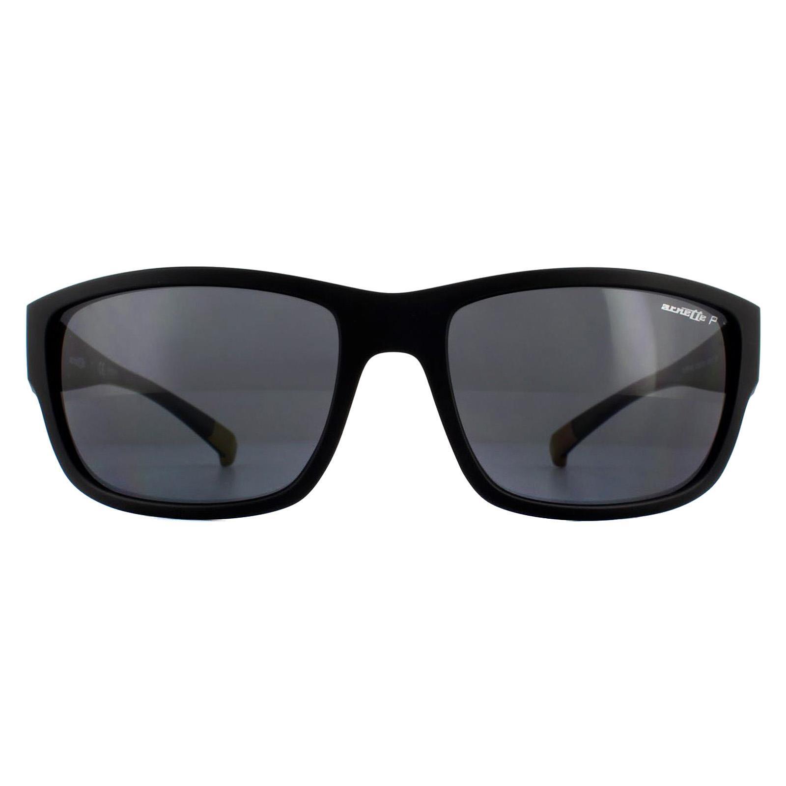 Arnette Rectangle Mens Black Polarized Grey Sunglasses