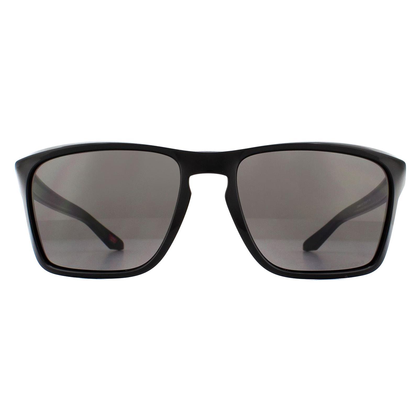 Oakley Rectangle Mens Polished Black Prizm Grey Sunglasses