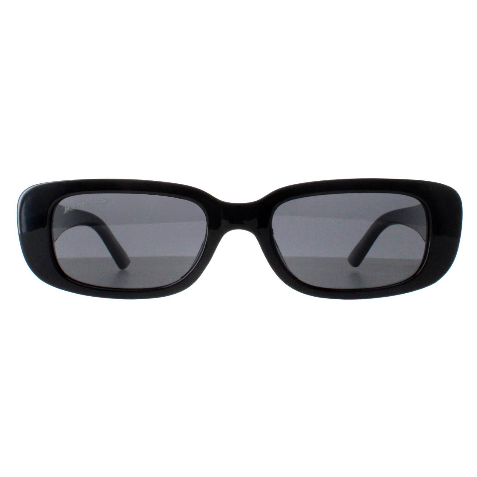 Montana Rectangle Womens Shiny Black Smoke Polarized MP65