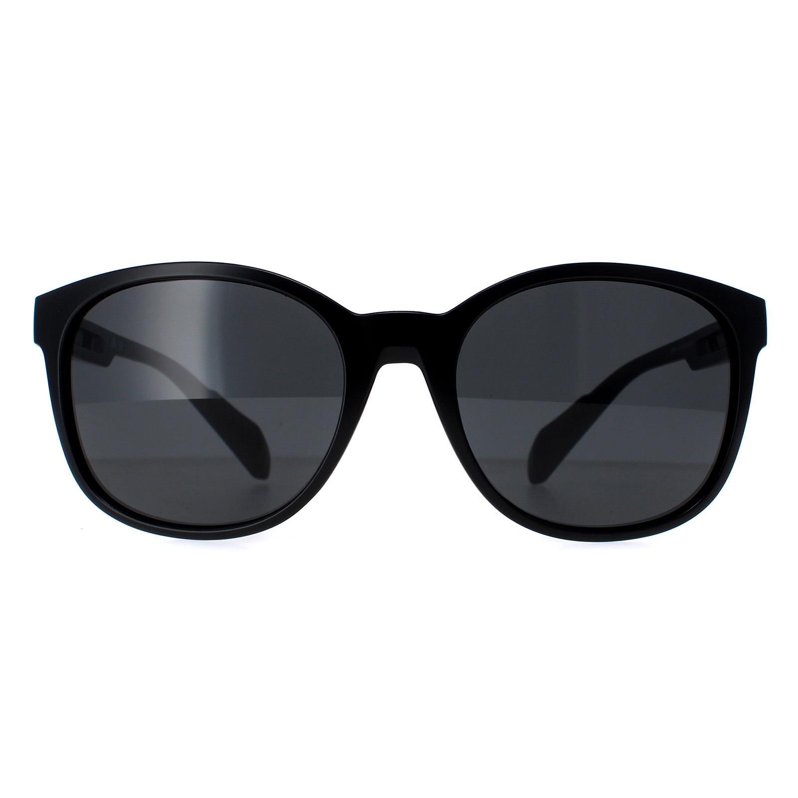 Adidas Oval Mens Shiny Black Contrast Grey Sunglasses