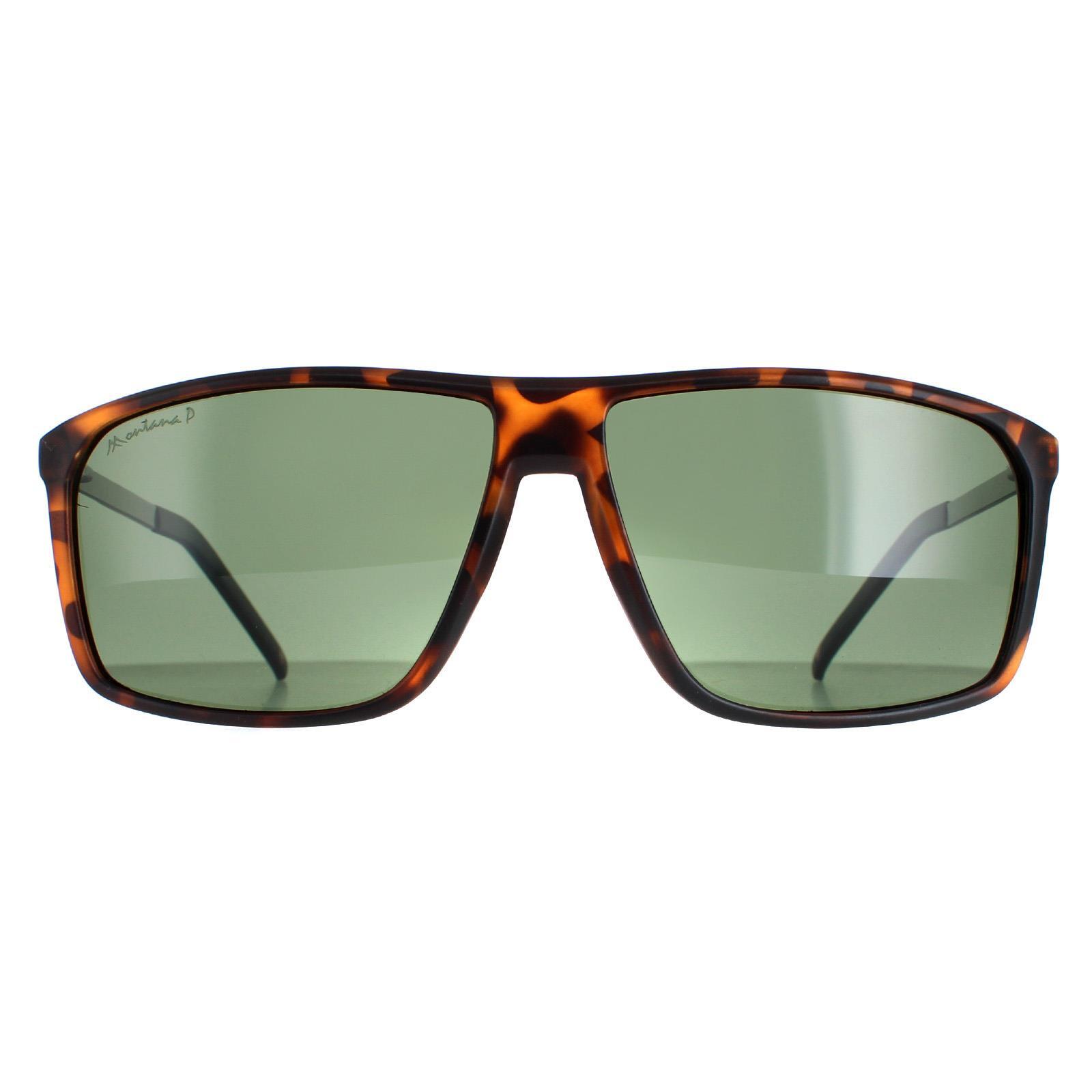 Montana Square Unisex Matte Tortoise G15 Green Polarized Sunglasses