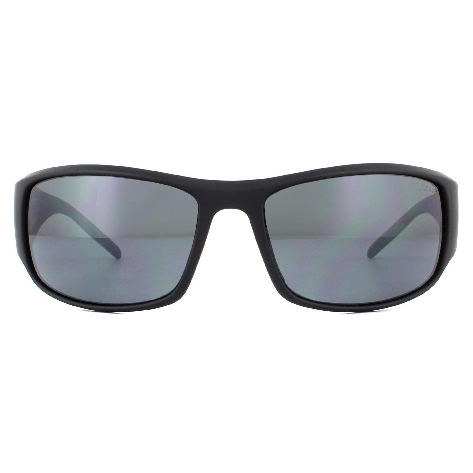 Bolle Wrap Unisex Matte Black TNS Grey Polarized Sunglasses