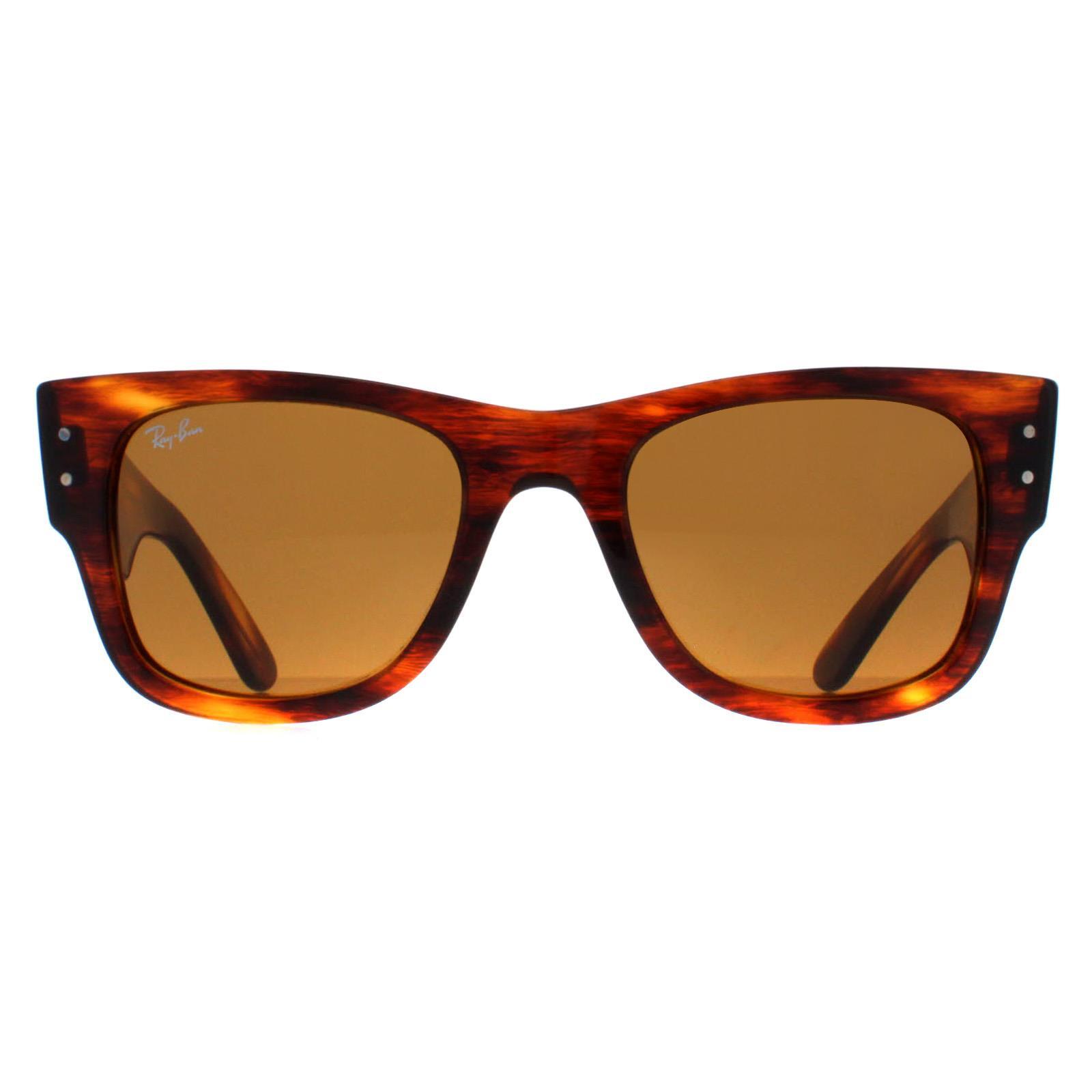 Ray-Ban Square Unisex Polished Striped Havana Brown RB0840S Mega Wayfarer