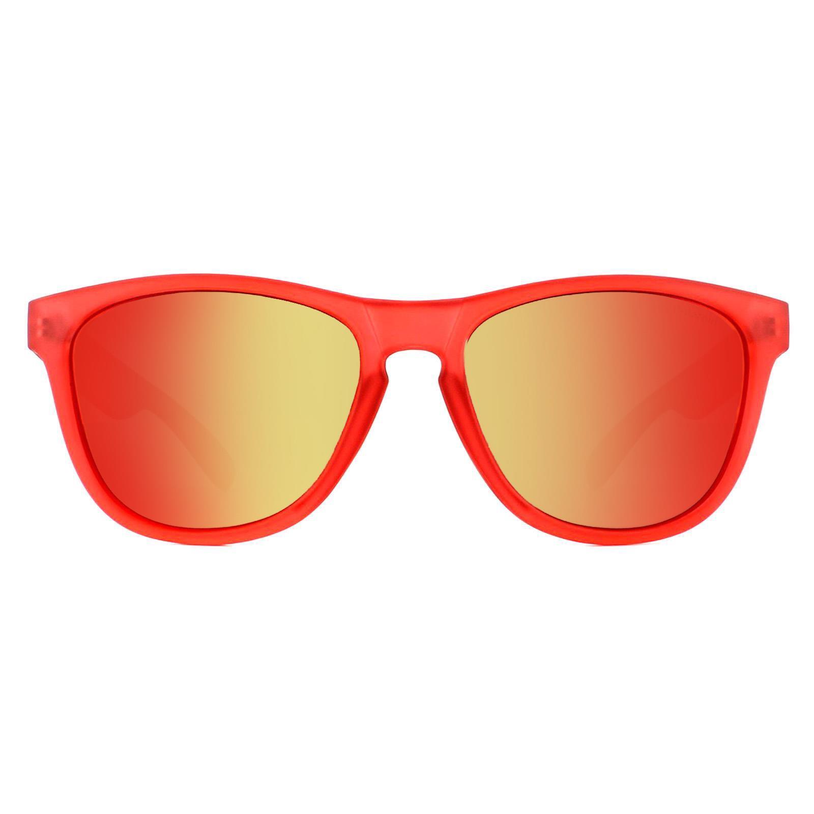 Polaroid Rectangle Mens Matte Red Orange Mirror Sunglasses