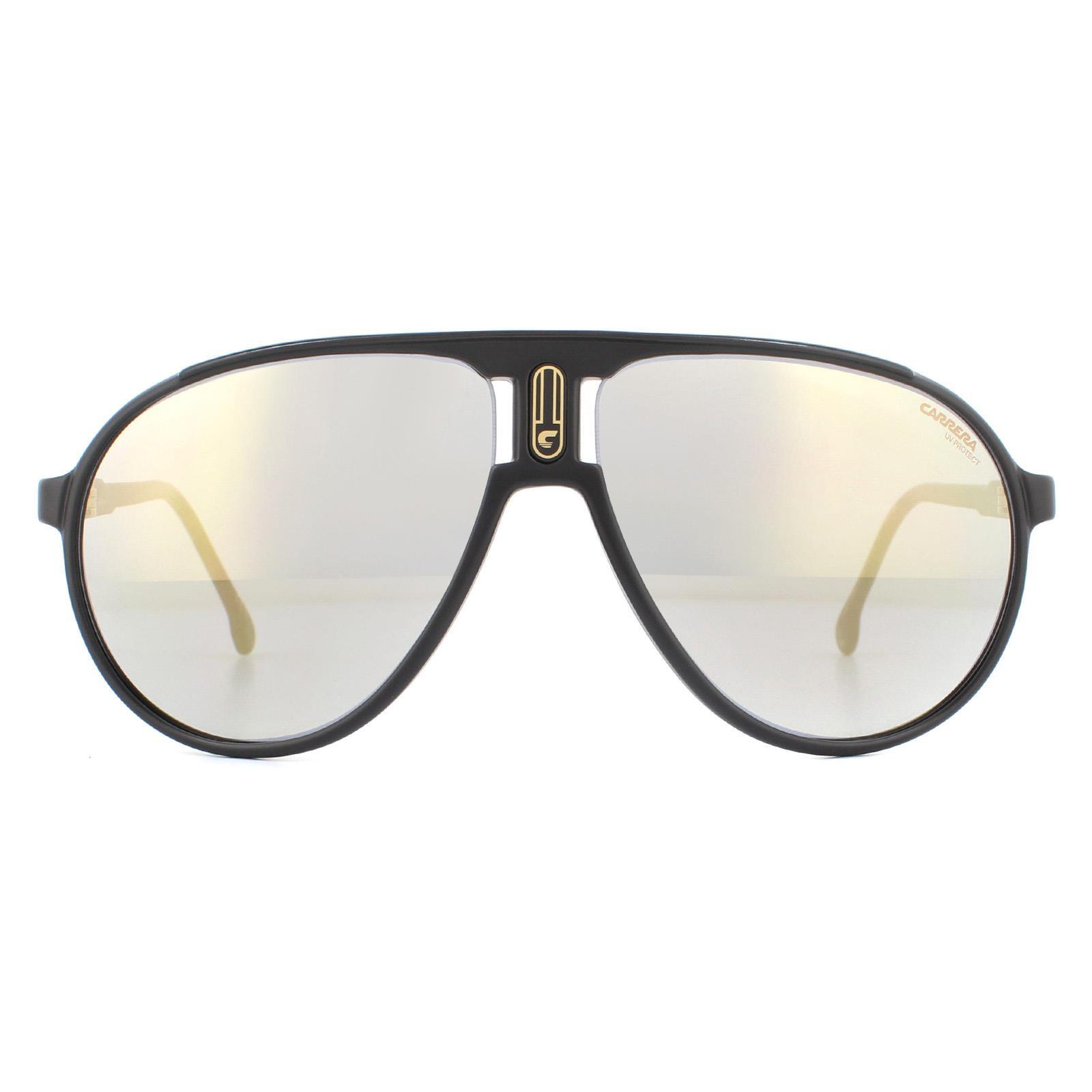 Carrera Aviator Mens Matte Black Grey Bronze Mirror Sunglasses