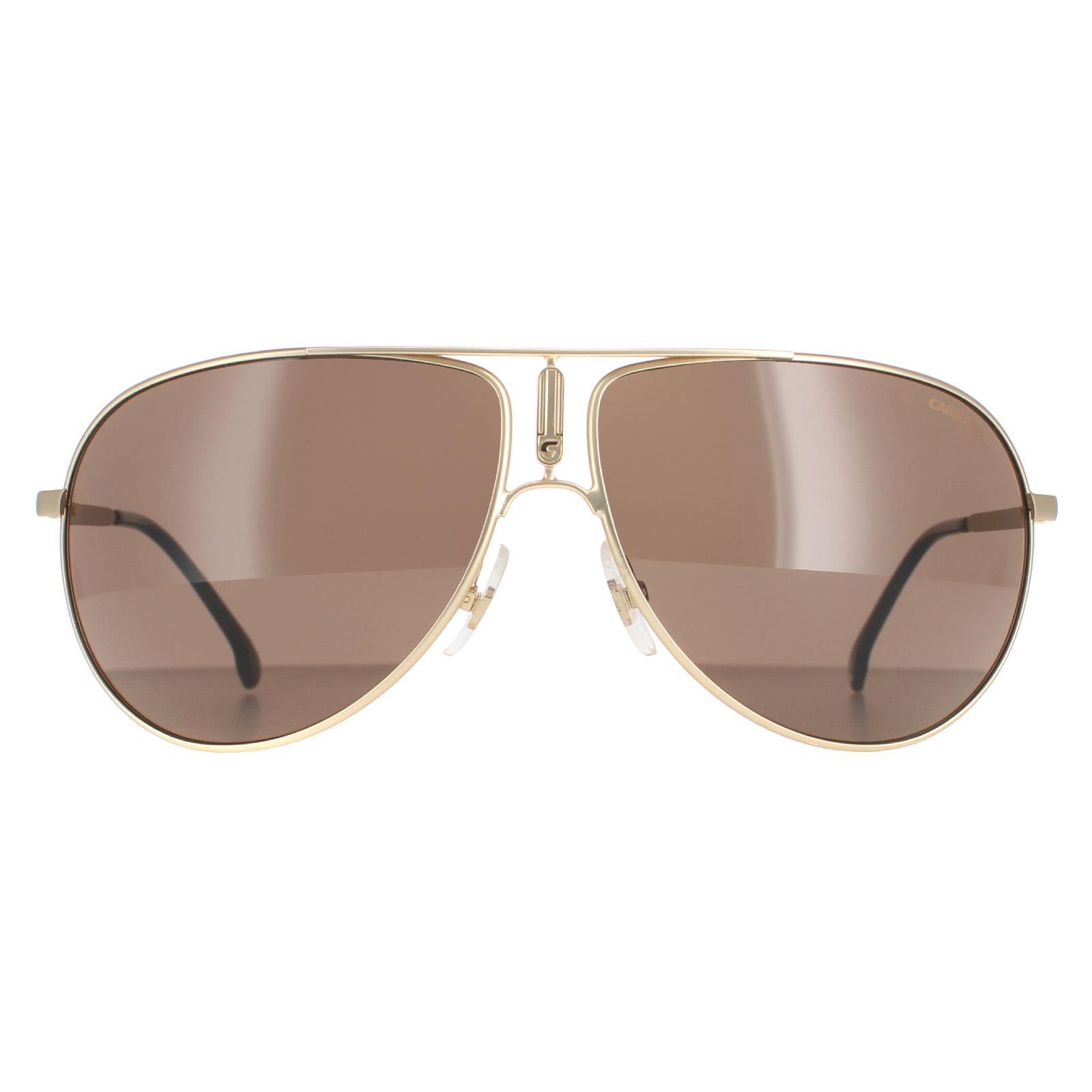 Carrera Aviator Unisex Matte Gold Brown Sunglasses