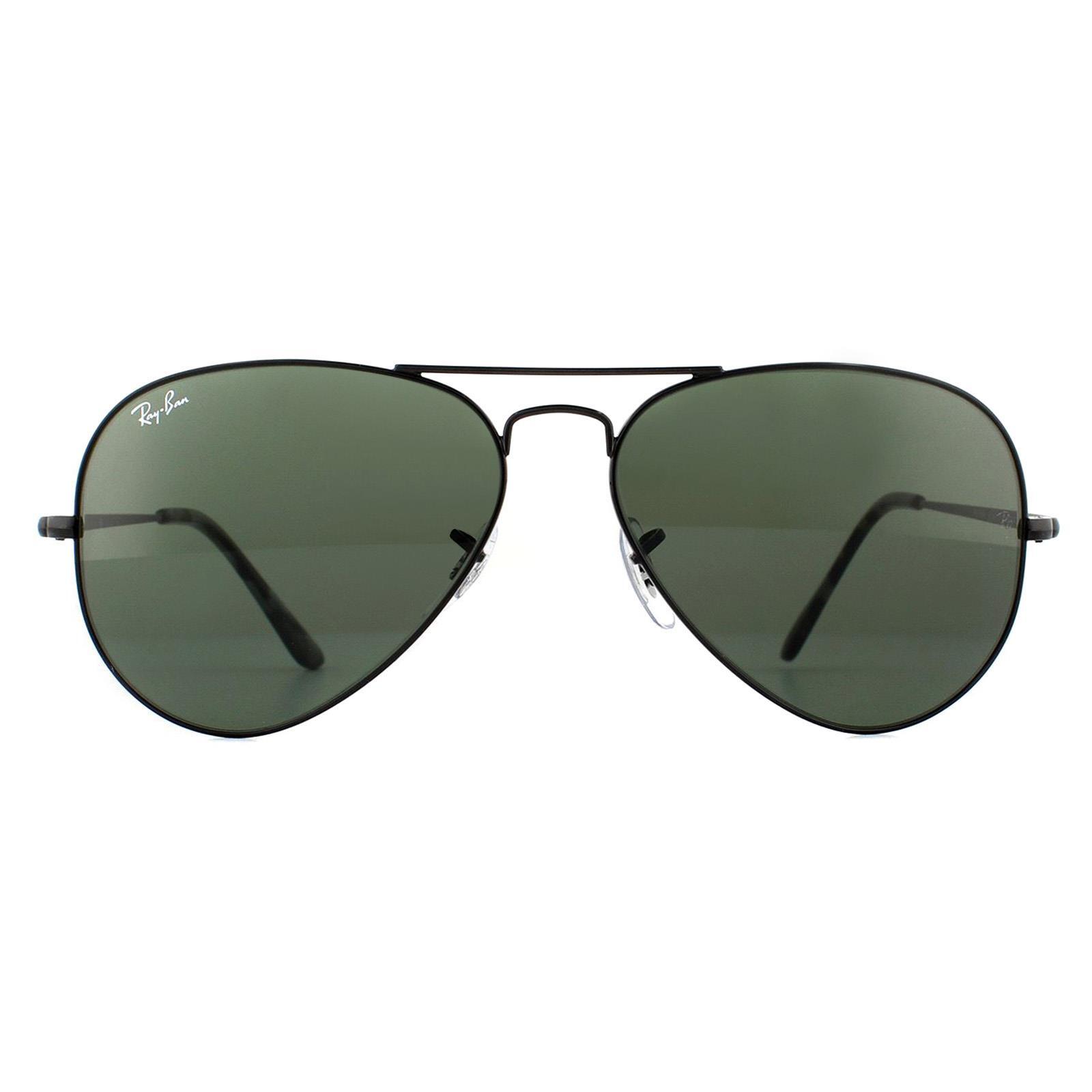 Ray-Ban Aviator Unisex Black Green Sunglasses