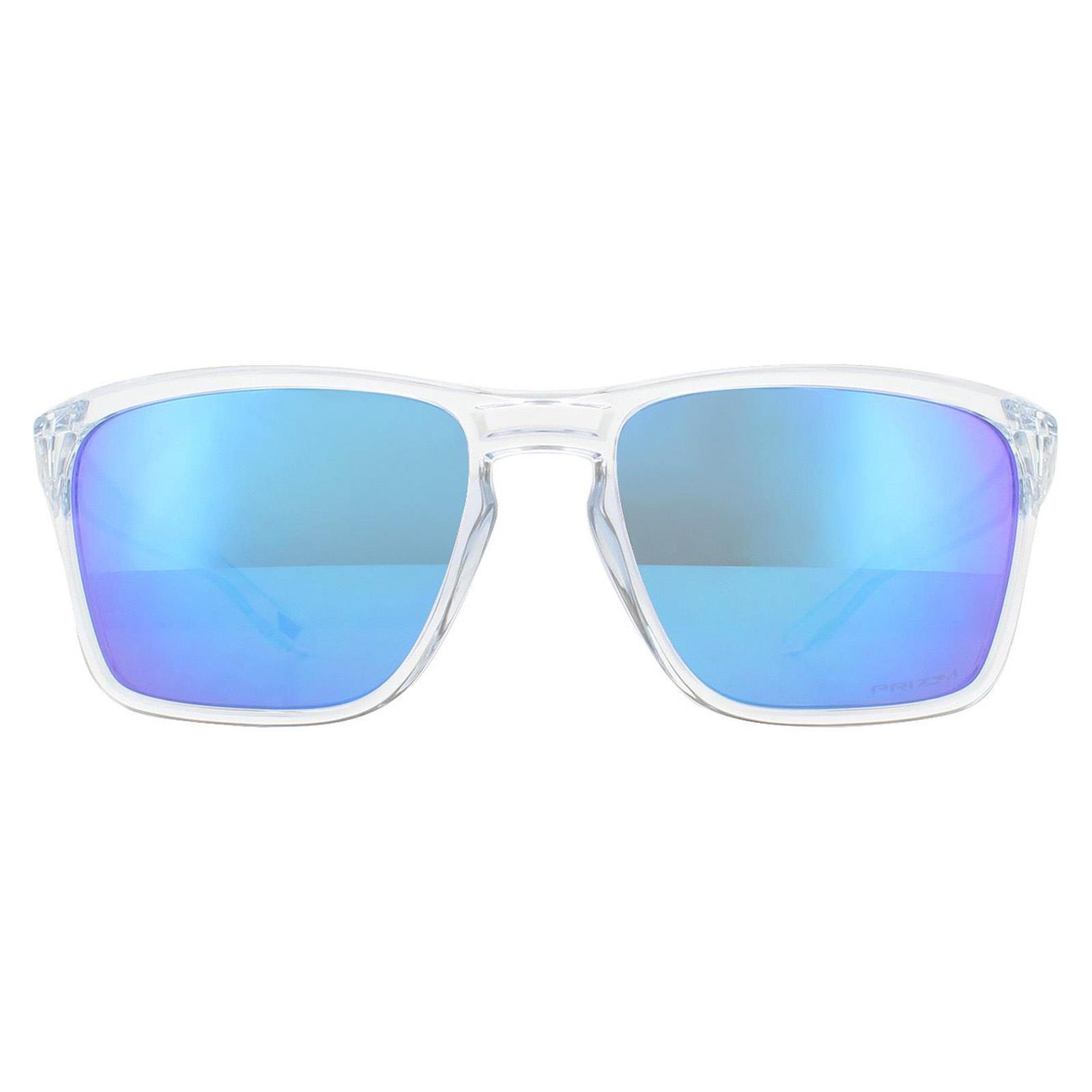 Oakley Rectangle Mens Polished Clear Prizm Sapphire Sunglasses