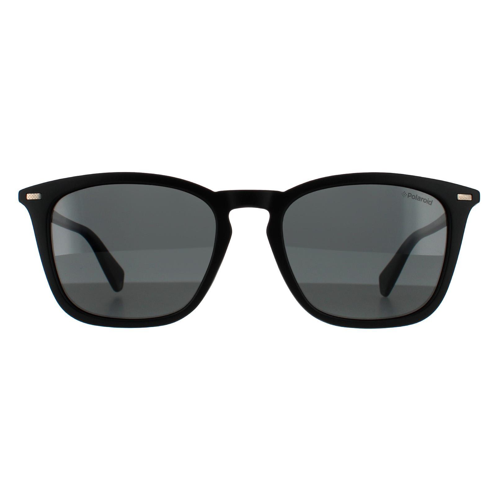 Polaroid Square Unisex Matte Black Grey Polarized Sunglasses