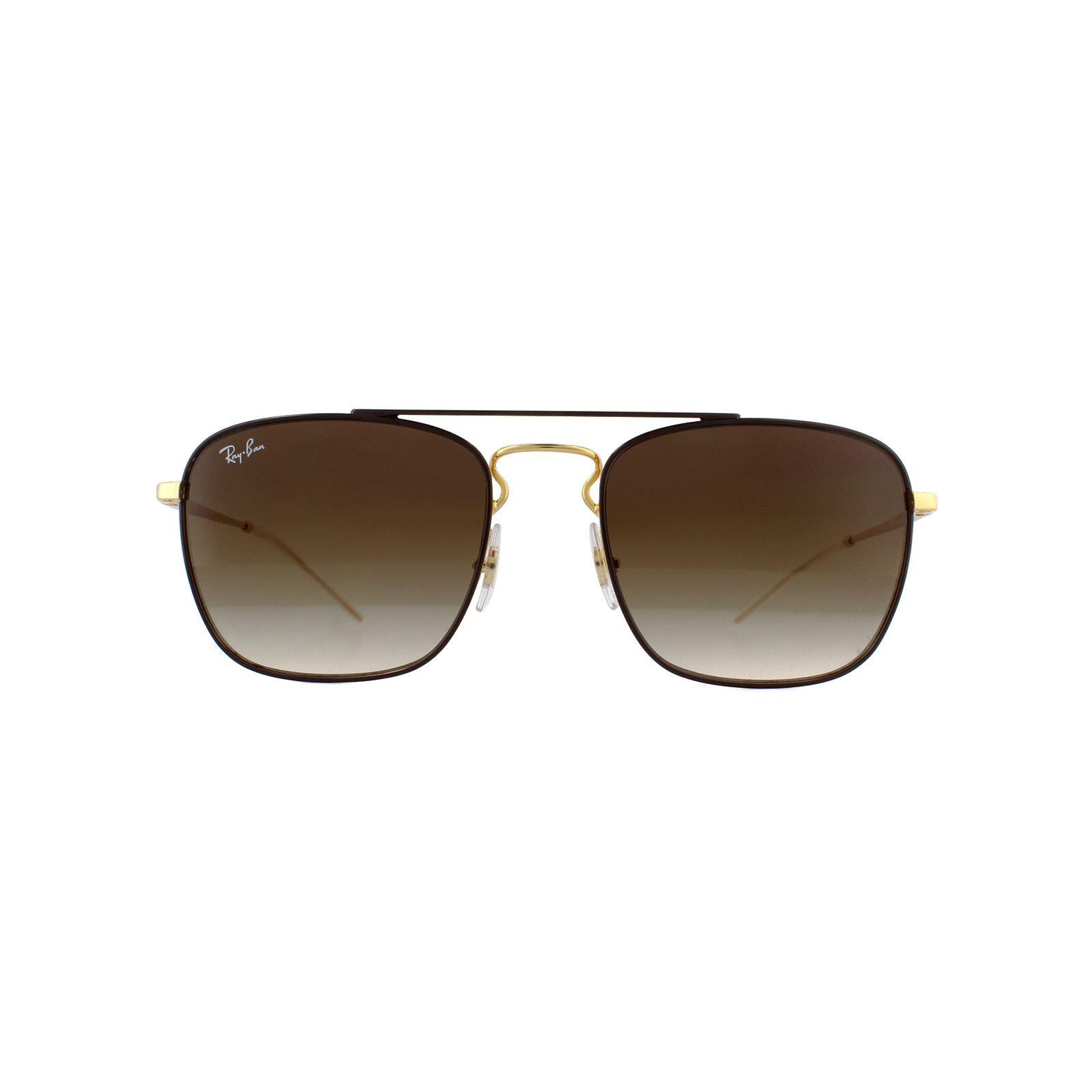 Ray-Ban Square Mens Gold Top On Brown Brown Gradient Dark Brown Sunglasses