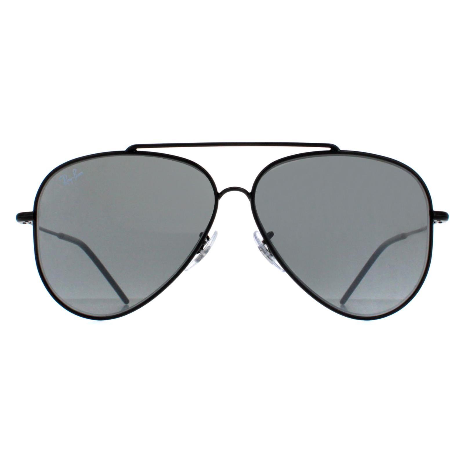 Ray-Ban Aviator Unisex Black Silver Mirror RB0101S Aviator Reverse