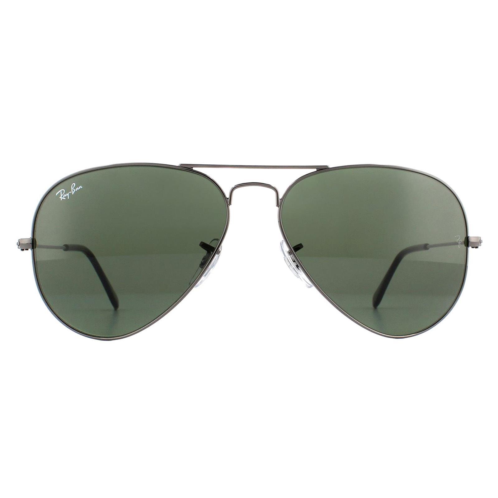 Ray-Ban Aviator Unisex Gunmetal Green Sunglasses
