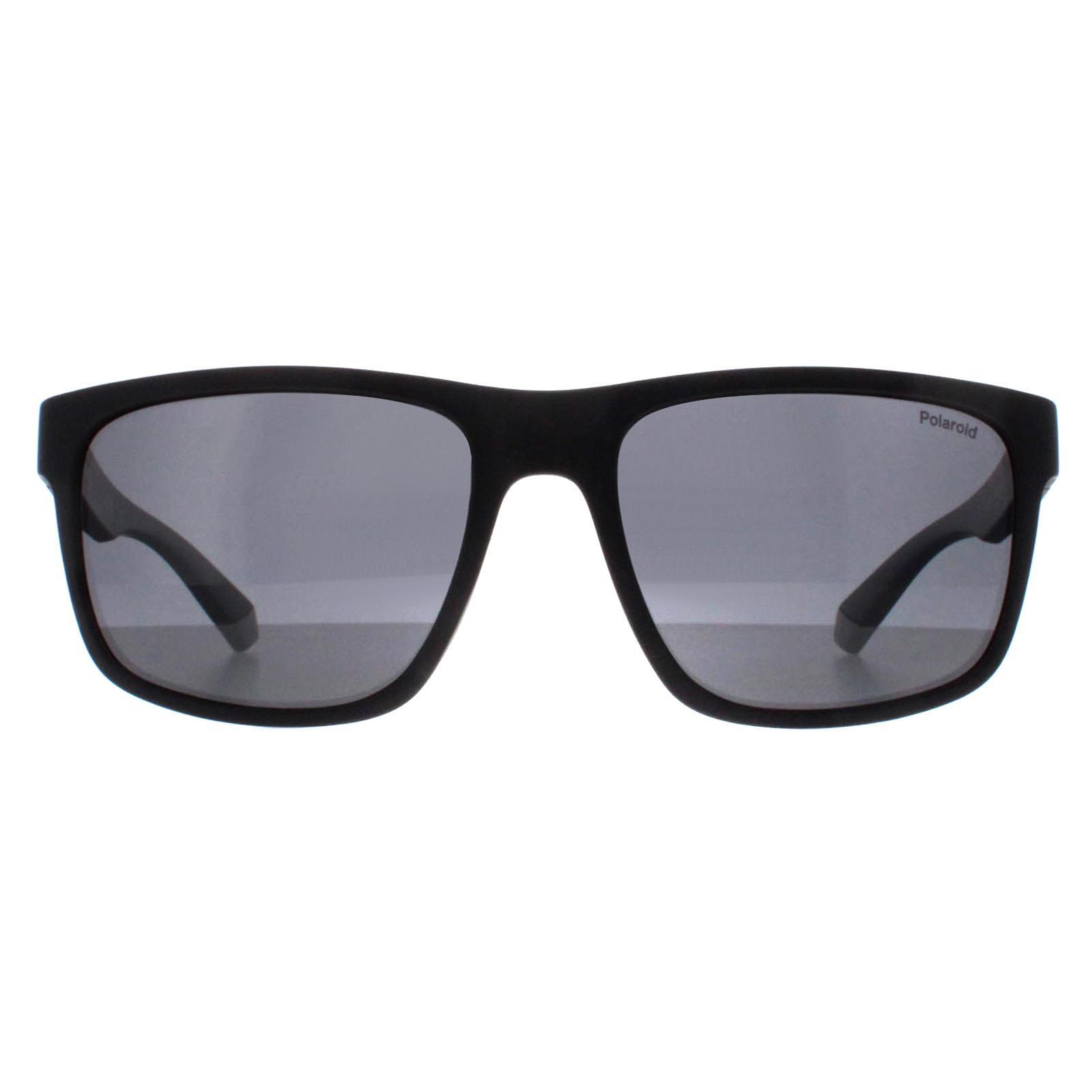 Polaroid Rectangle Mens Matte Black Grey Polarized PLD 2157/S