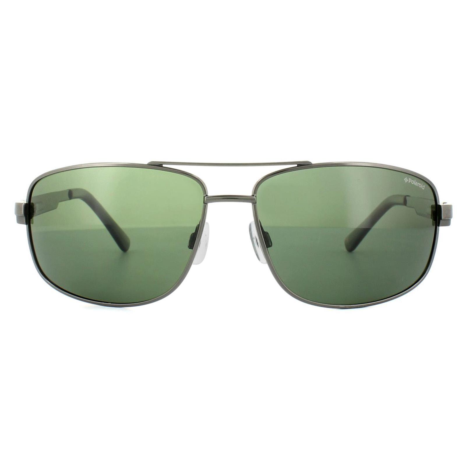 Polaroid Aviator Mens Black Green Polarized Sunglasses