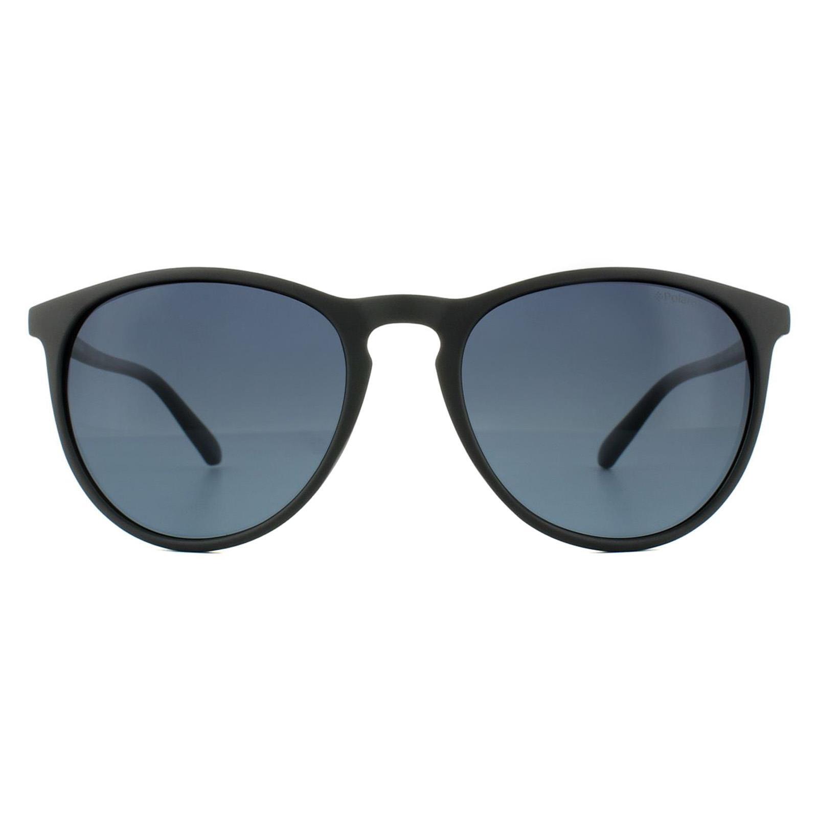 Polaroid Cat Eye Womens Matt Black Grey Gradient Polarized Sunglasses