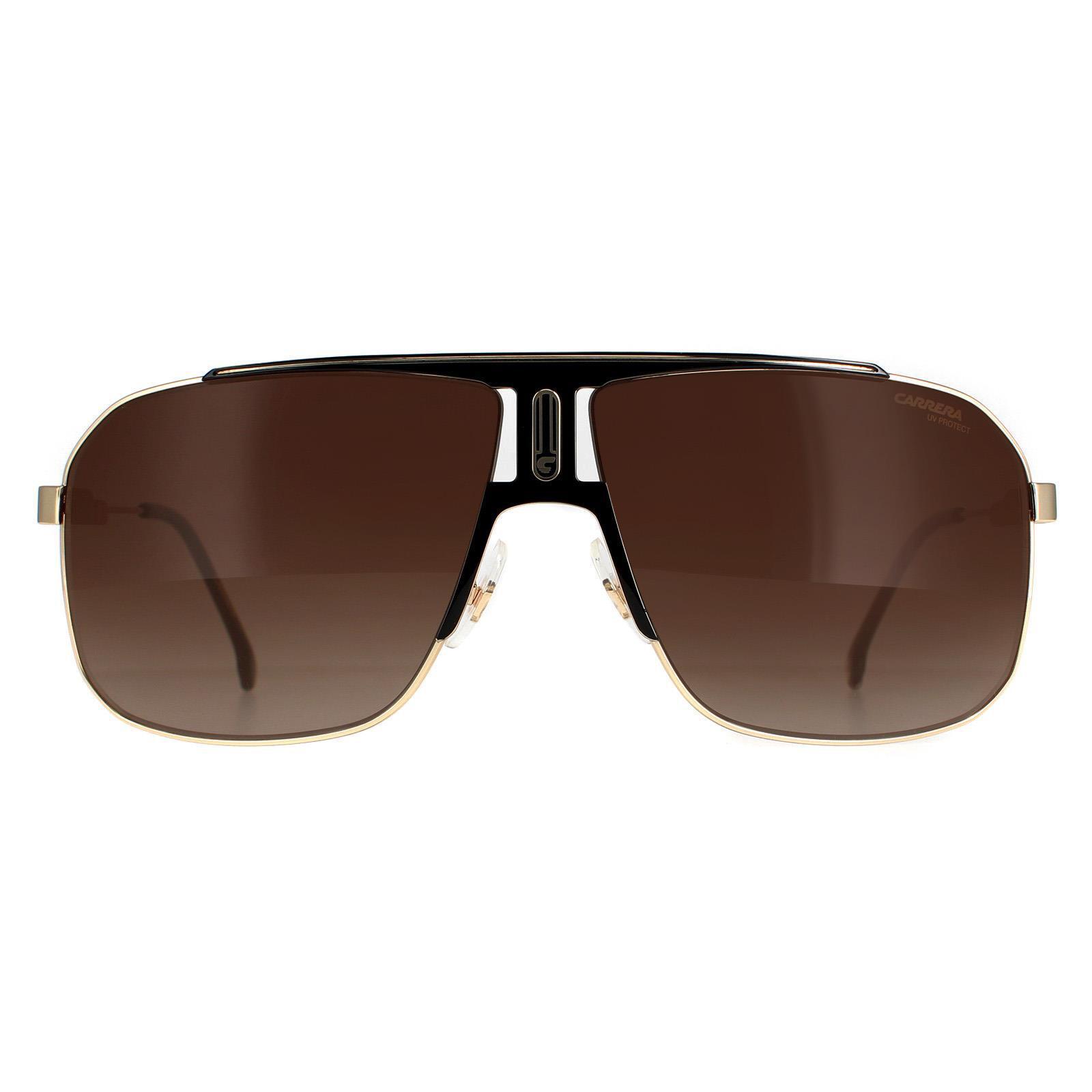 Carrera Rectangle Mens Black Gold Brown Gradient Sunglasses