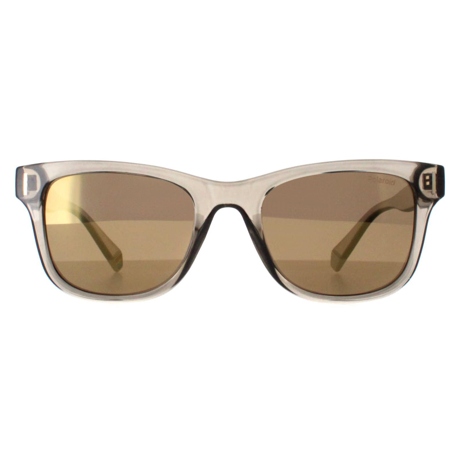 Polaroid Rectangle Unisex Beige Grey Gold Mirror Polarized PLD 6206/S
