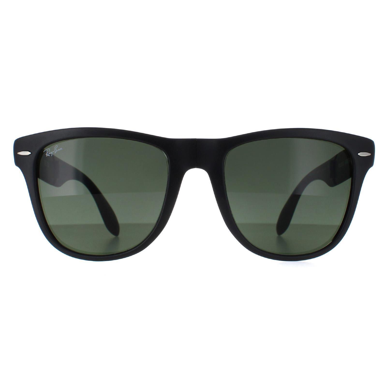 Ray-Ban Rectangle Mens Matt Black Green Sunglasses
