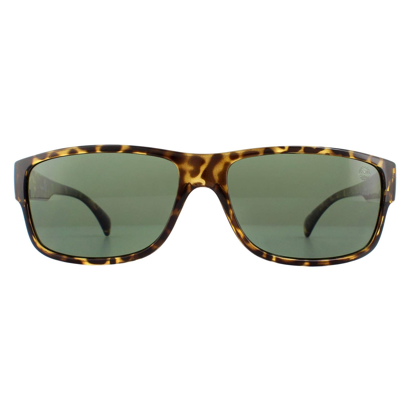 Timberland Rectangle Mens Dark Havana Green Sunglasses