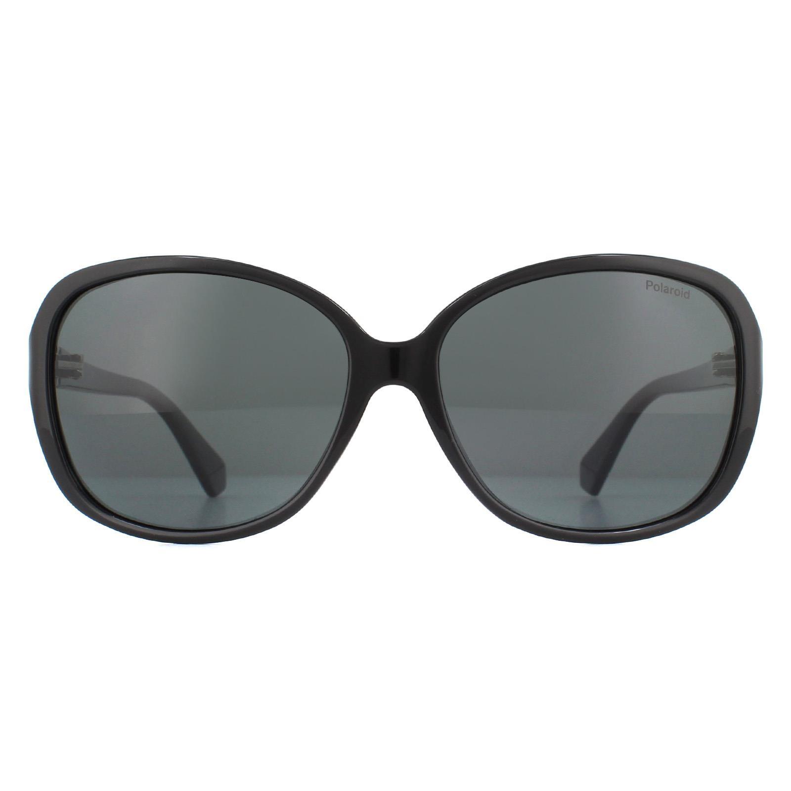 Polaroid Butterfly Womens Black Grey Polarized Sunglasses