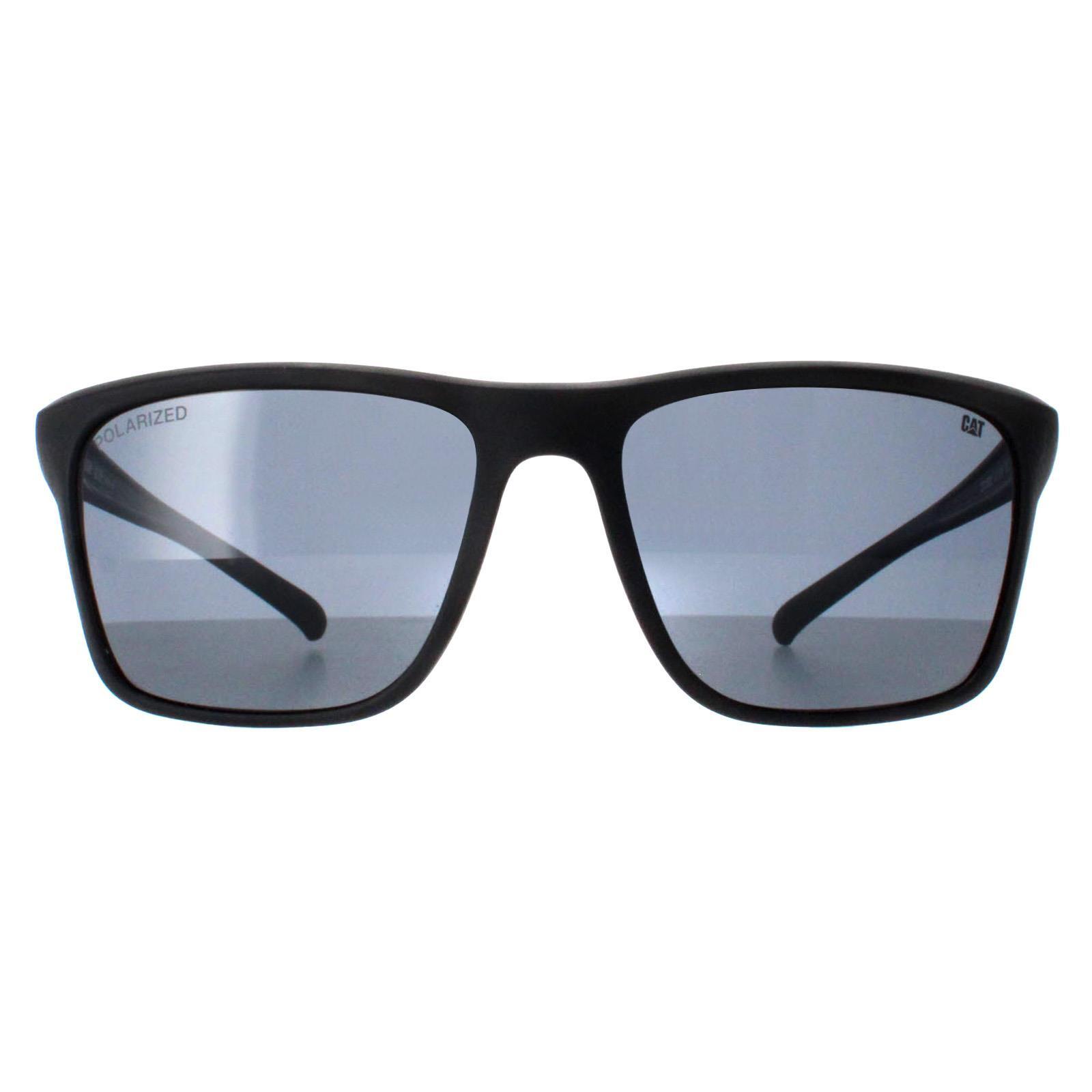 Caterpillar Square Mens Matte Black Smoke Polarized CTS-8012