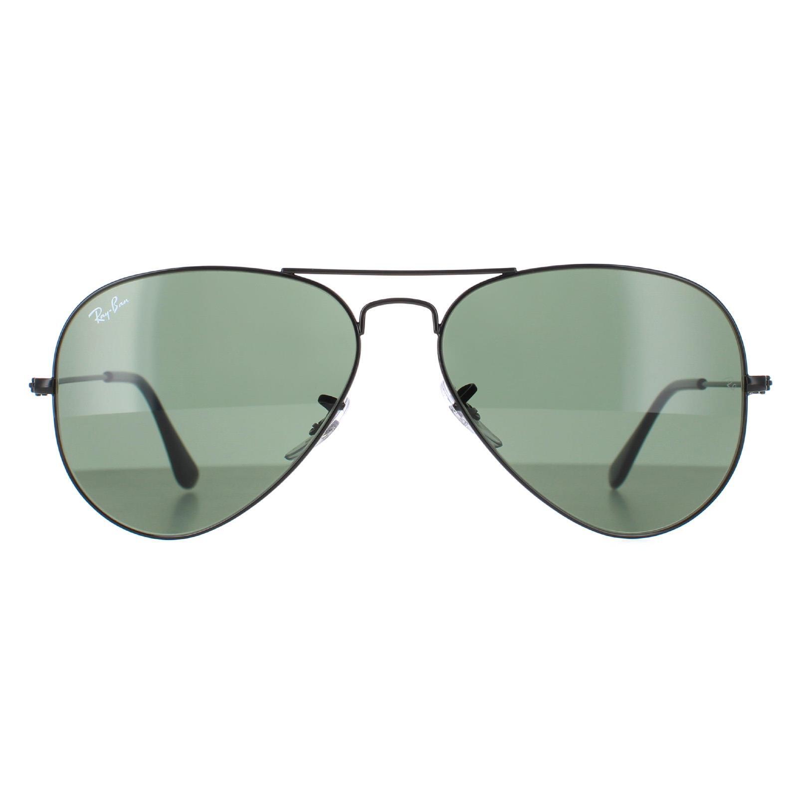Ray-Ban Aviator Unisex Black Green Sunglasses