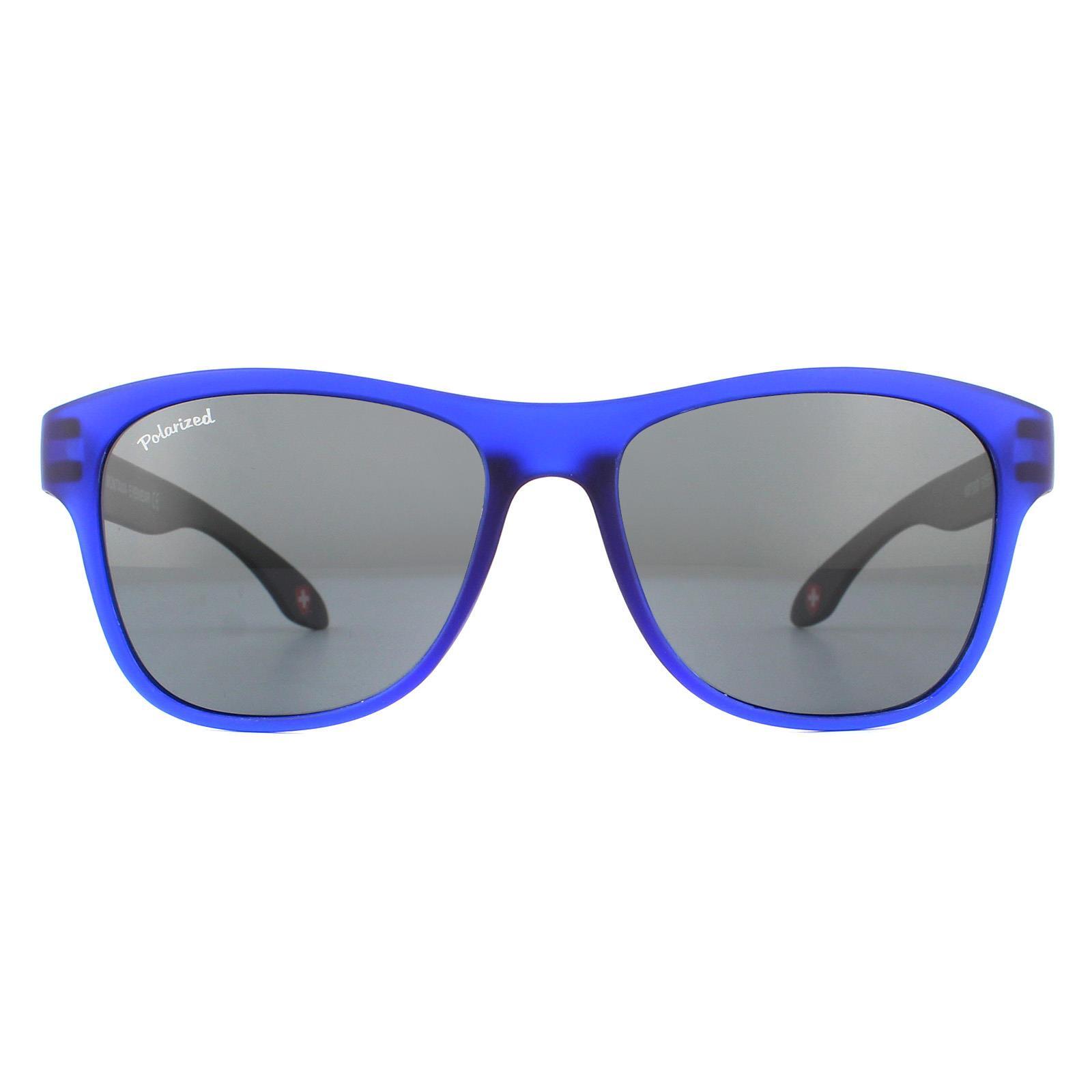 Montana Rectangle Unisex Blue with Black Rubbertouch Black Polarized Sunglasses