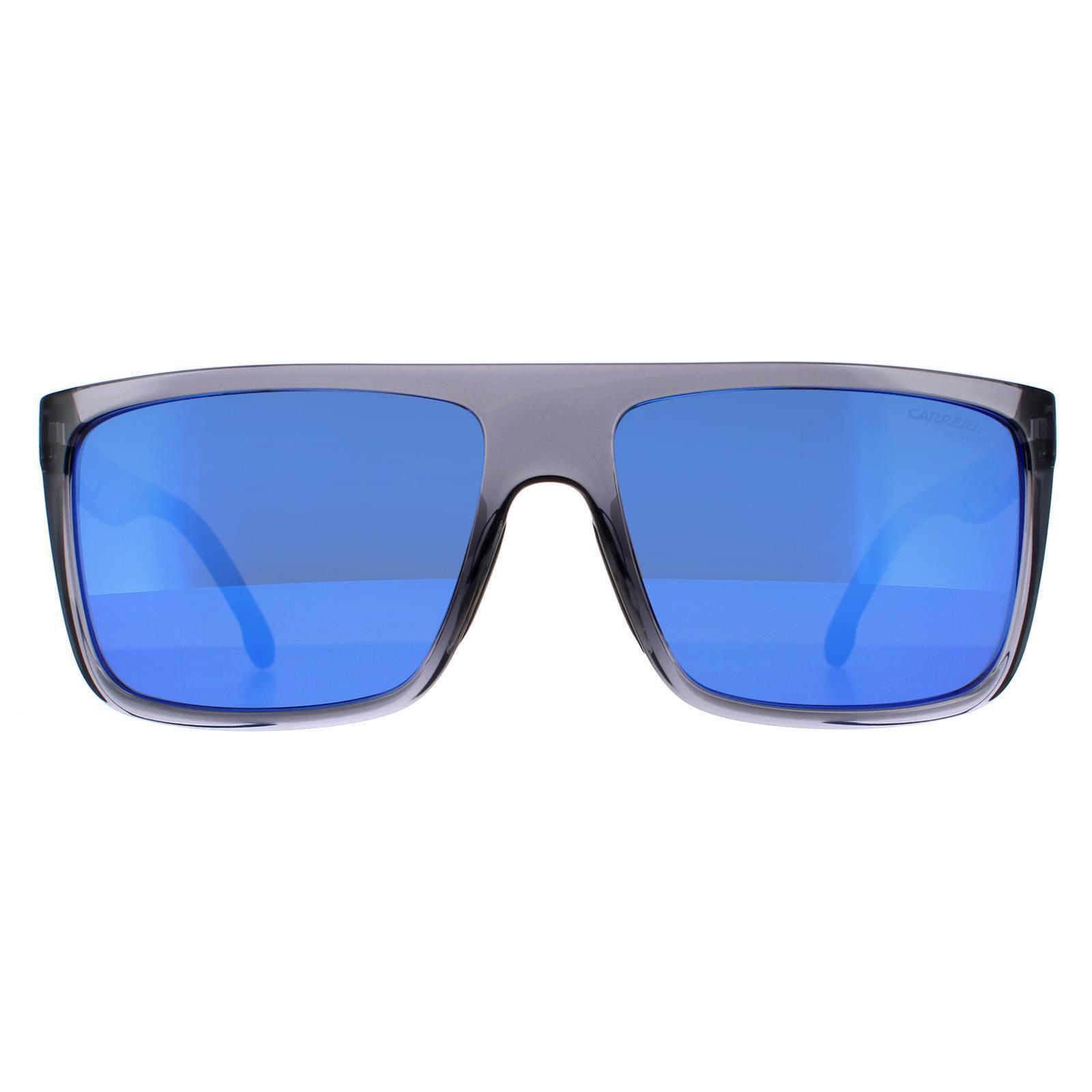 Carrera Rectangle Mens Grey Blue Mirror Sunglasses
