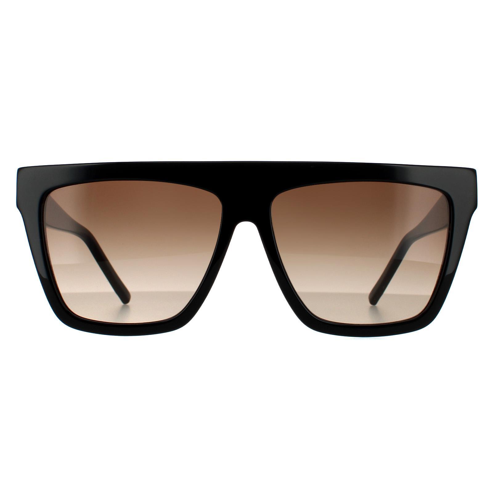 Hugo Boss Square Womens Shiny Black Brown Gradient Sunglasses