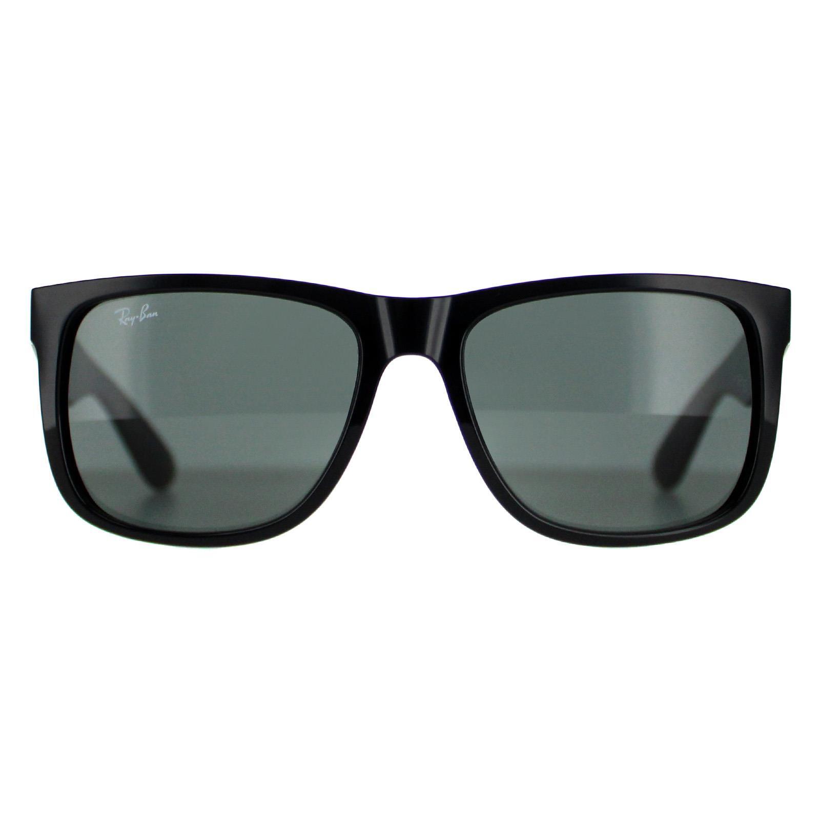 Ray-Ban Rectangle Mens Shiny Black Green Sunglasses