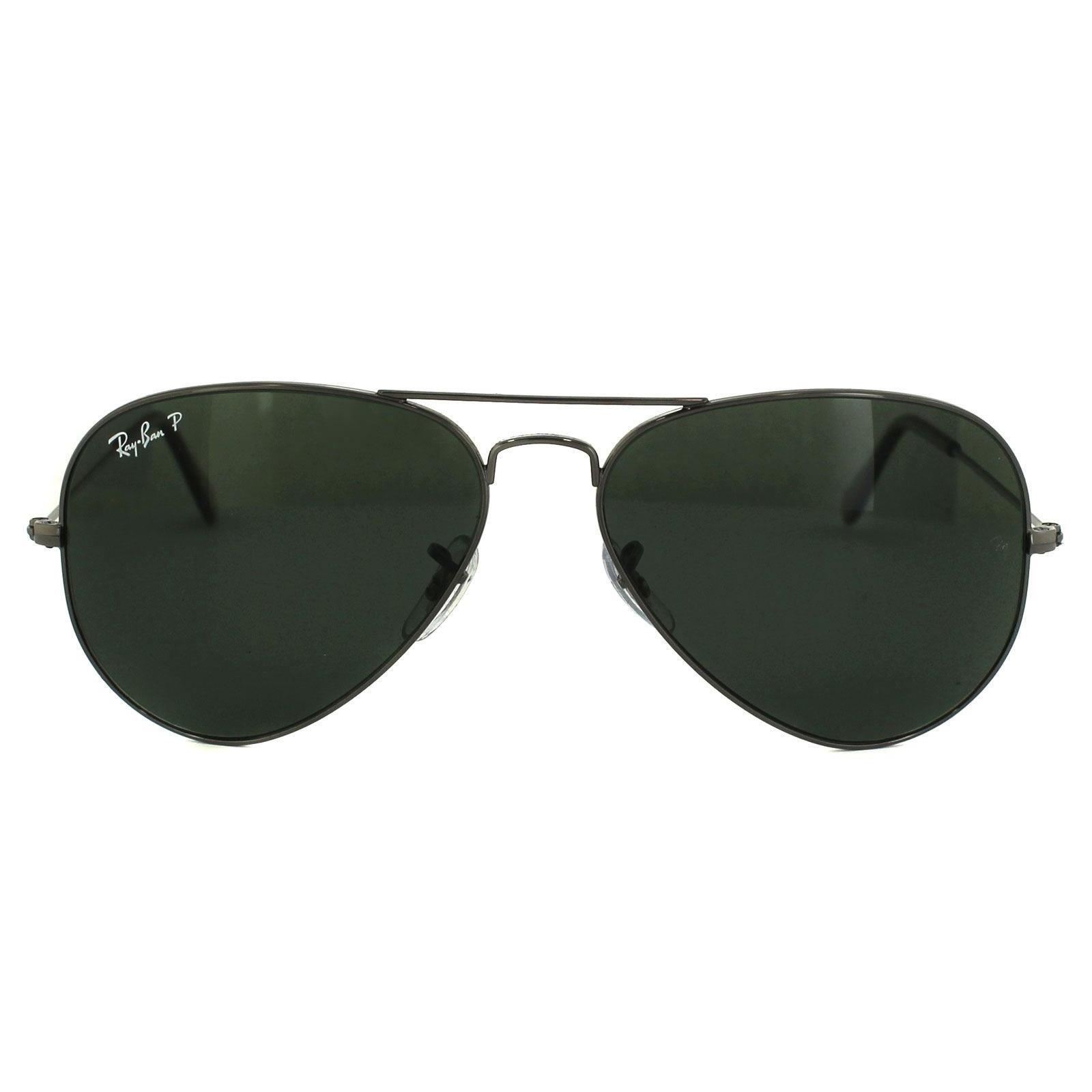 Ray-Ban Aviator Unisex Gunmetal Green Polarized Sunglasses