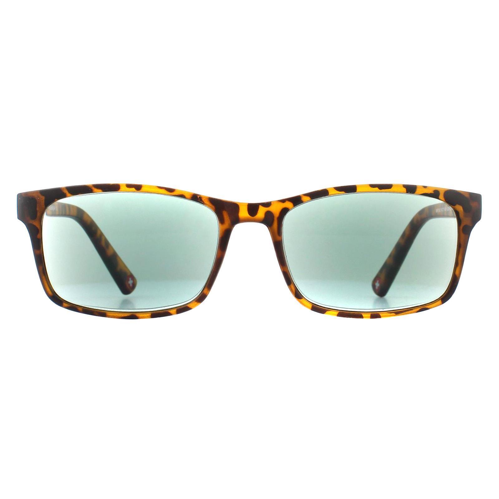 Montana Rectangle Unisex Havana Green Readers +3.50 Sunglasses