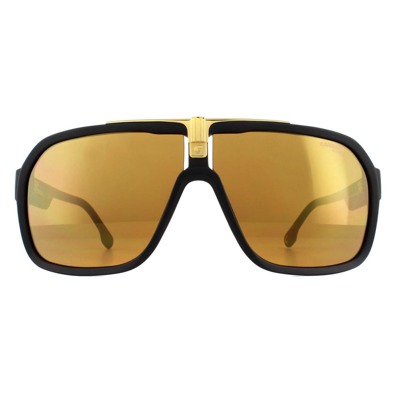 Carrera Aviator Mens Black Gold Gold Mirror Sunglasses