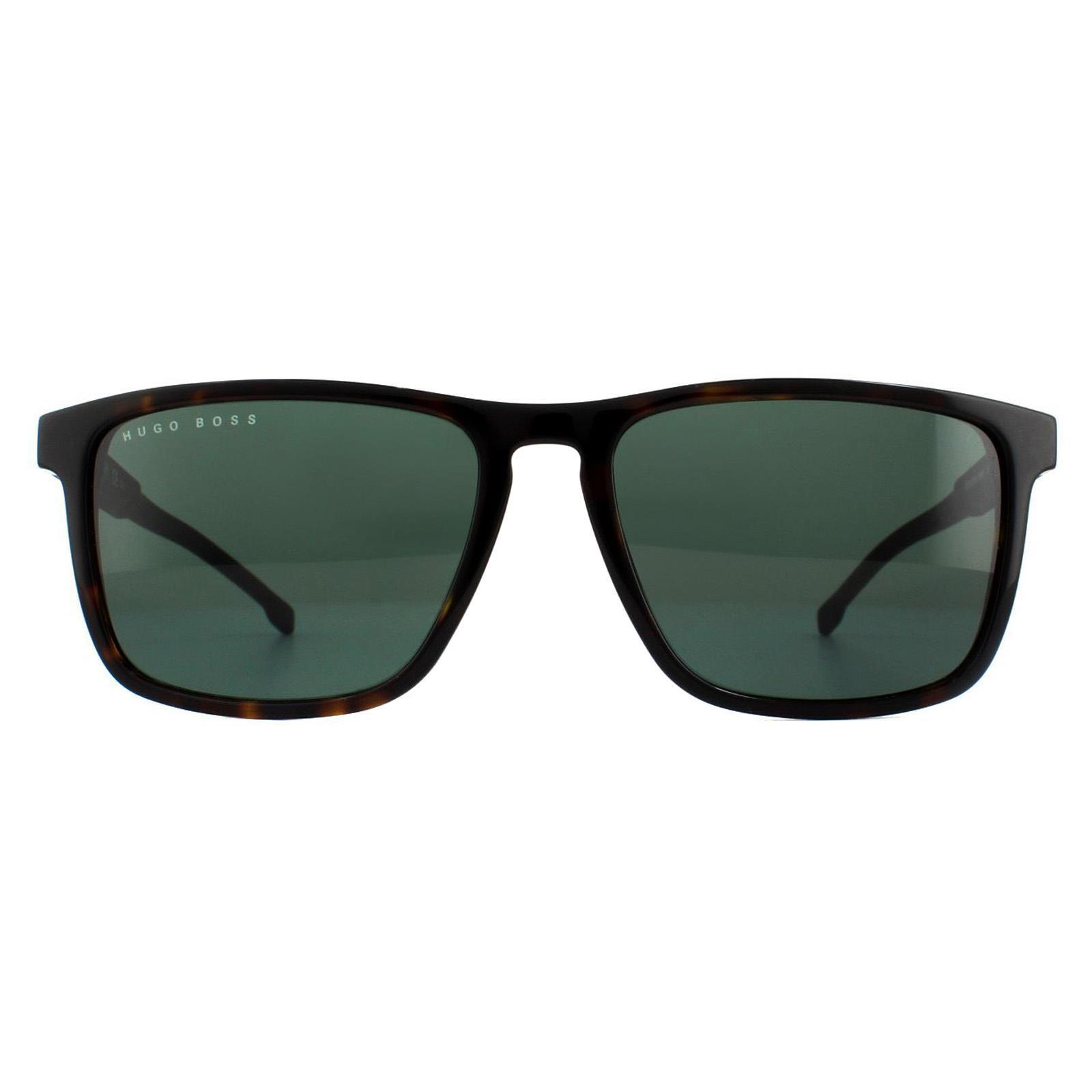 Hugo Boss Square Mens Dark Havana Green Sunglasses
