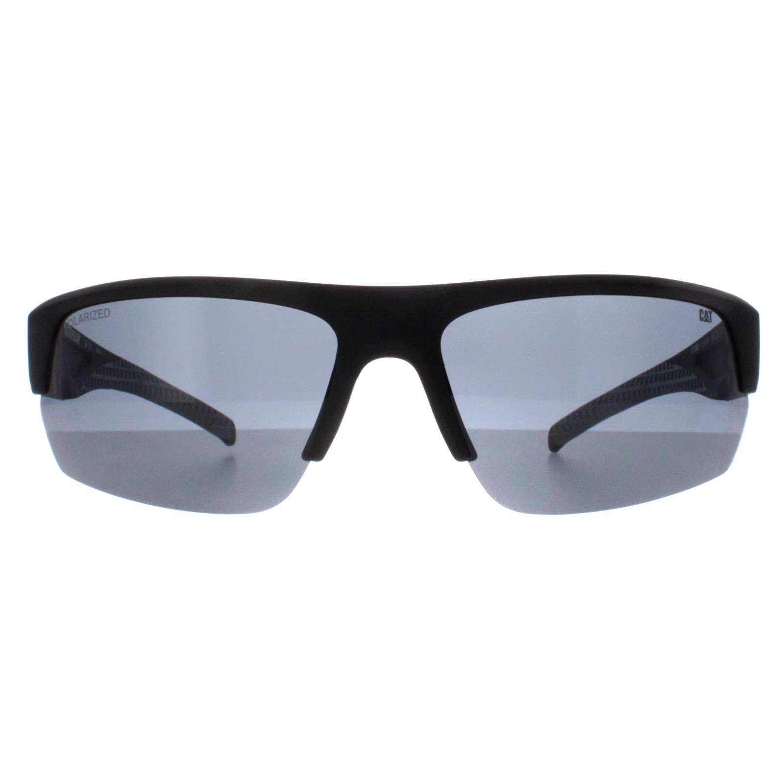 Caterpillar Semi Rimless Mens Matte Black Solid Smoke Polarized CTS-8022