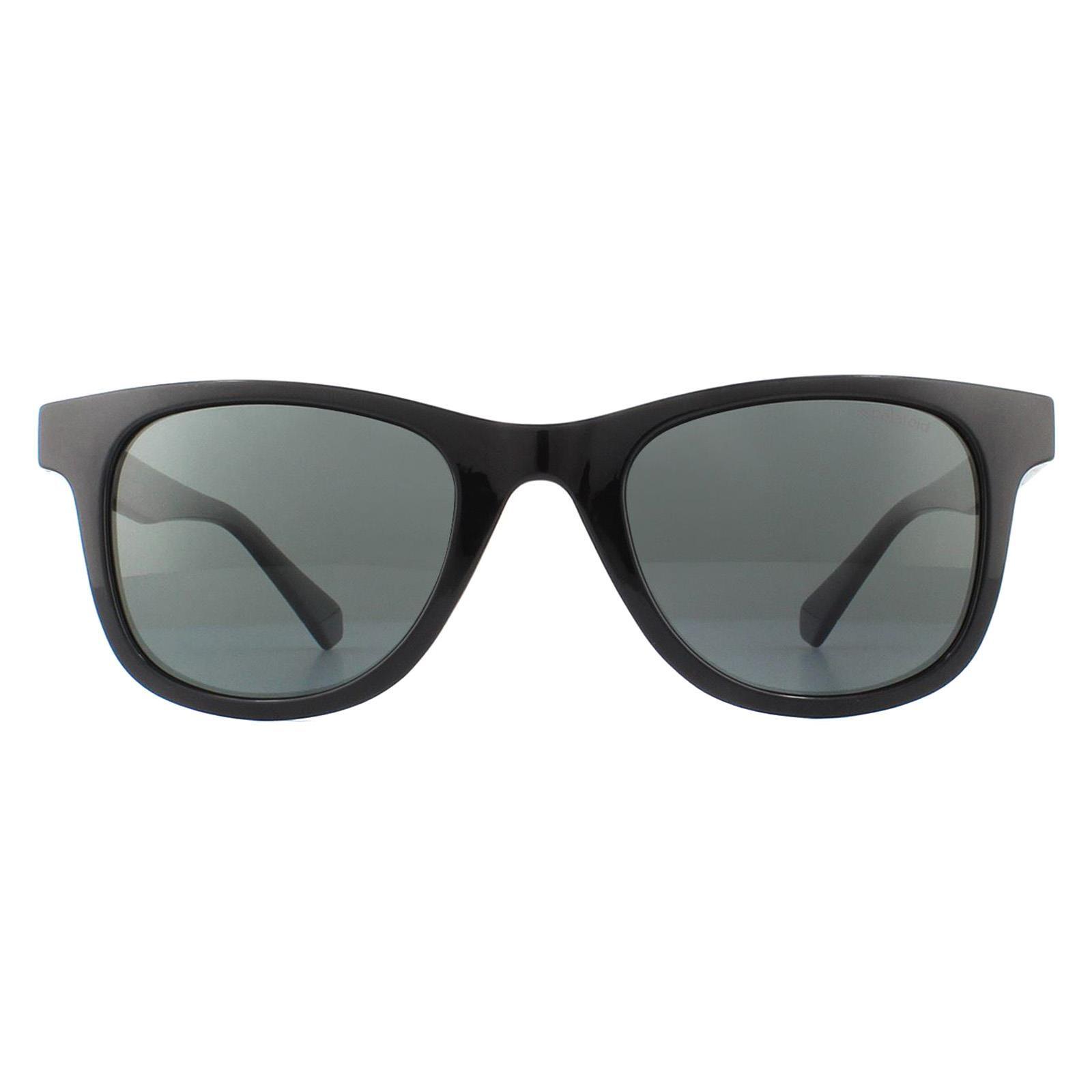 Polaroid Rectangle Mens Black Grey Polarized Sunglasses