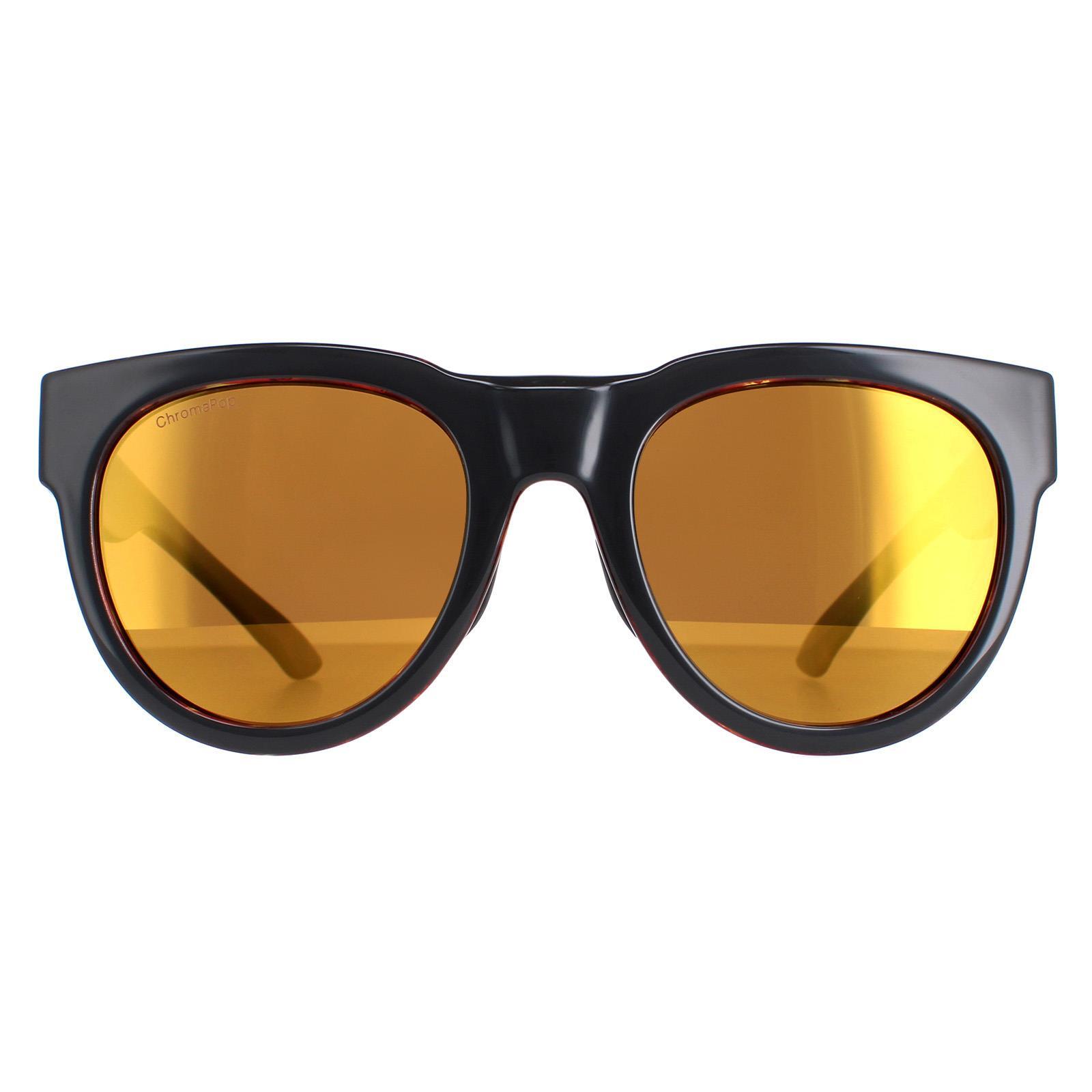 Smith Round Unisex Grey Brown Mirror Polarised Sunglasses