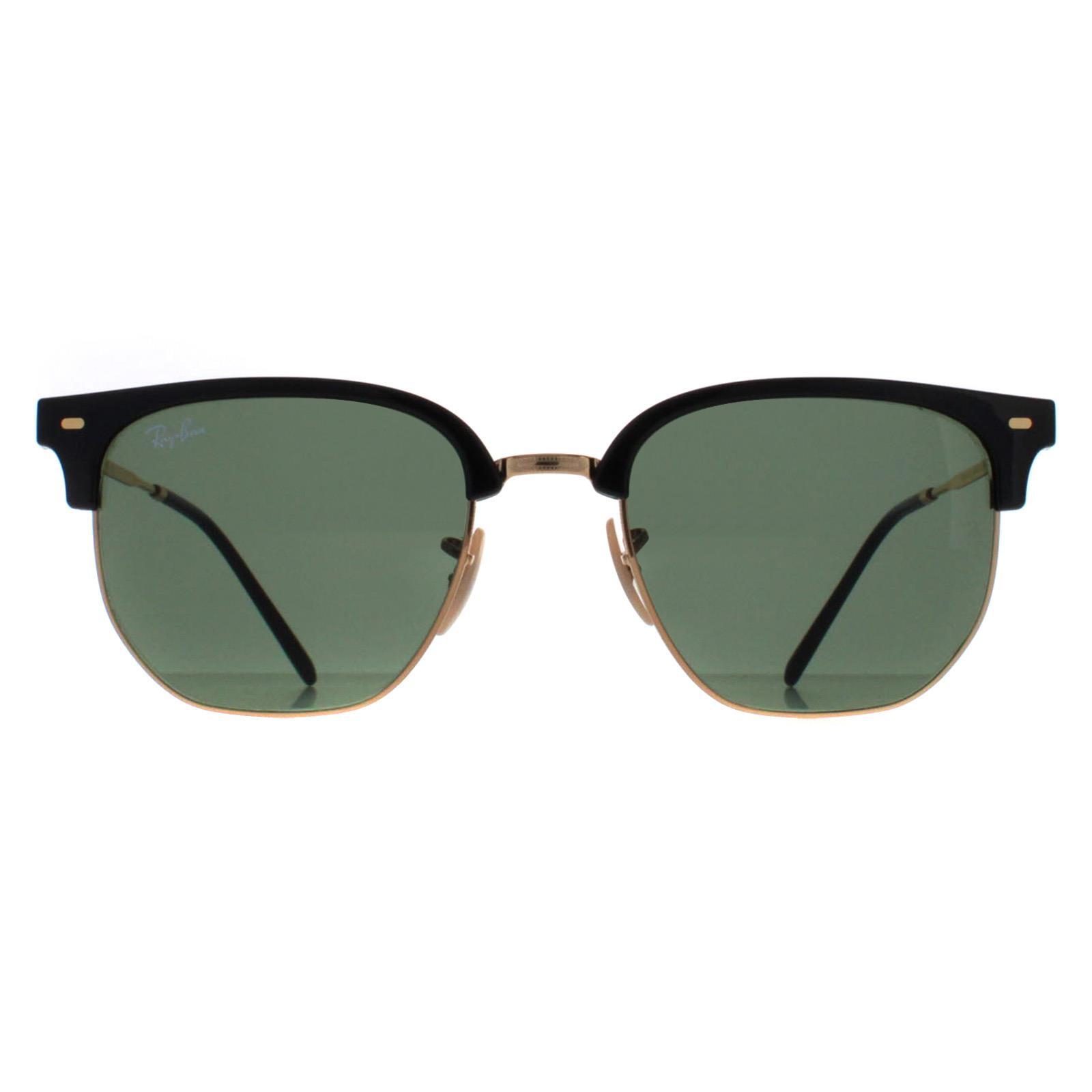 Ray-Ban Square Unisex Black on Gold Green RB4416 New Clubmaster
