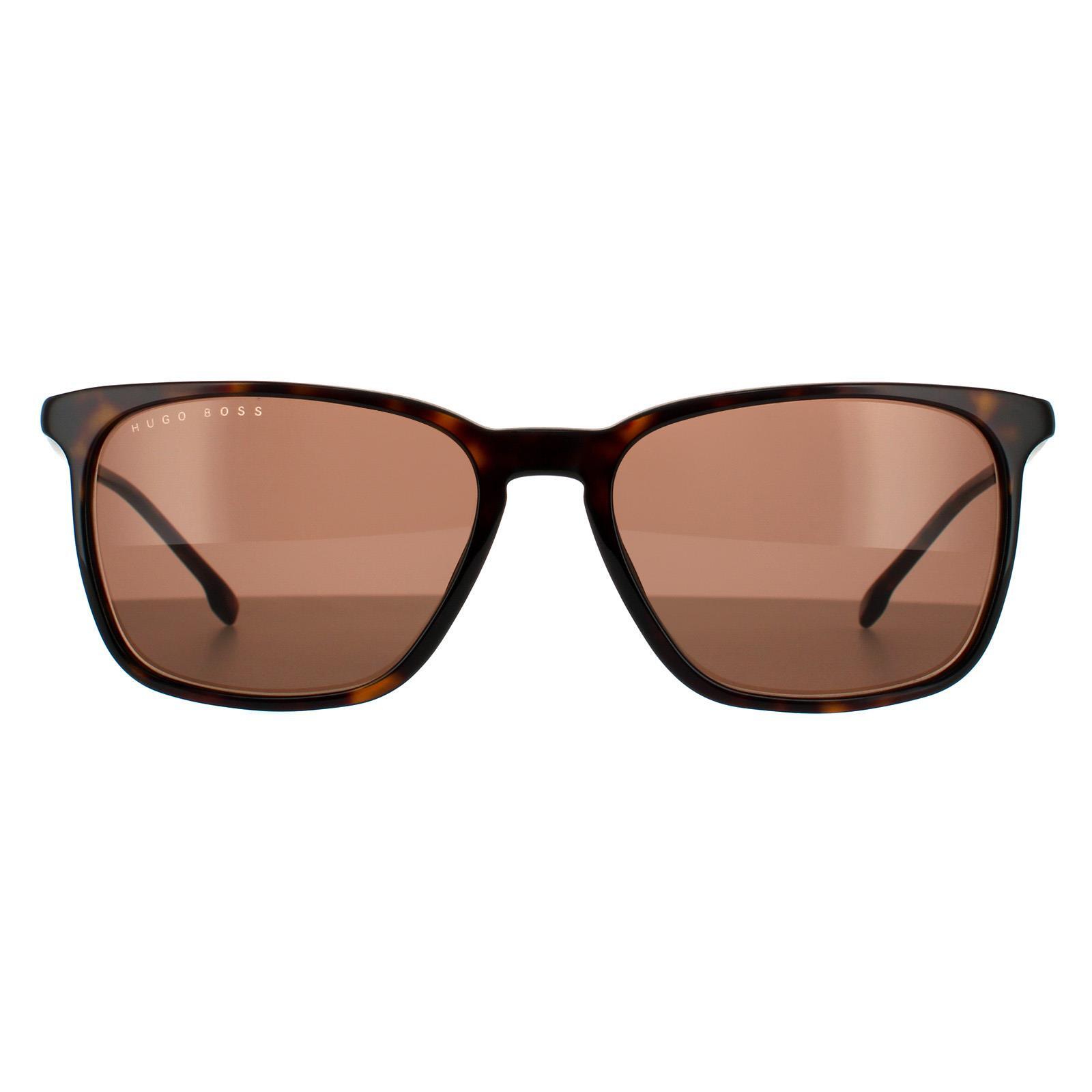 Hugo Boss Rectangle Mens Havana Brown Sunglasses