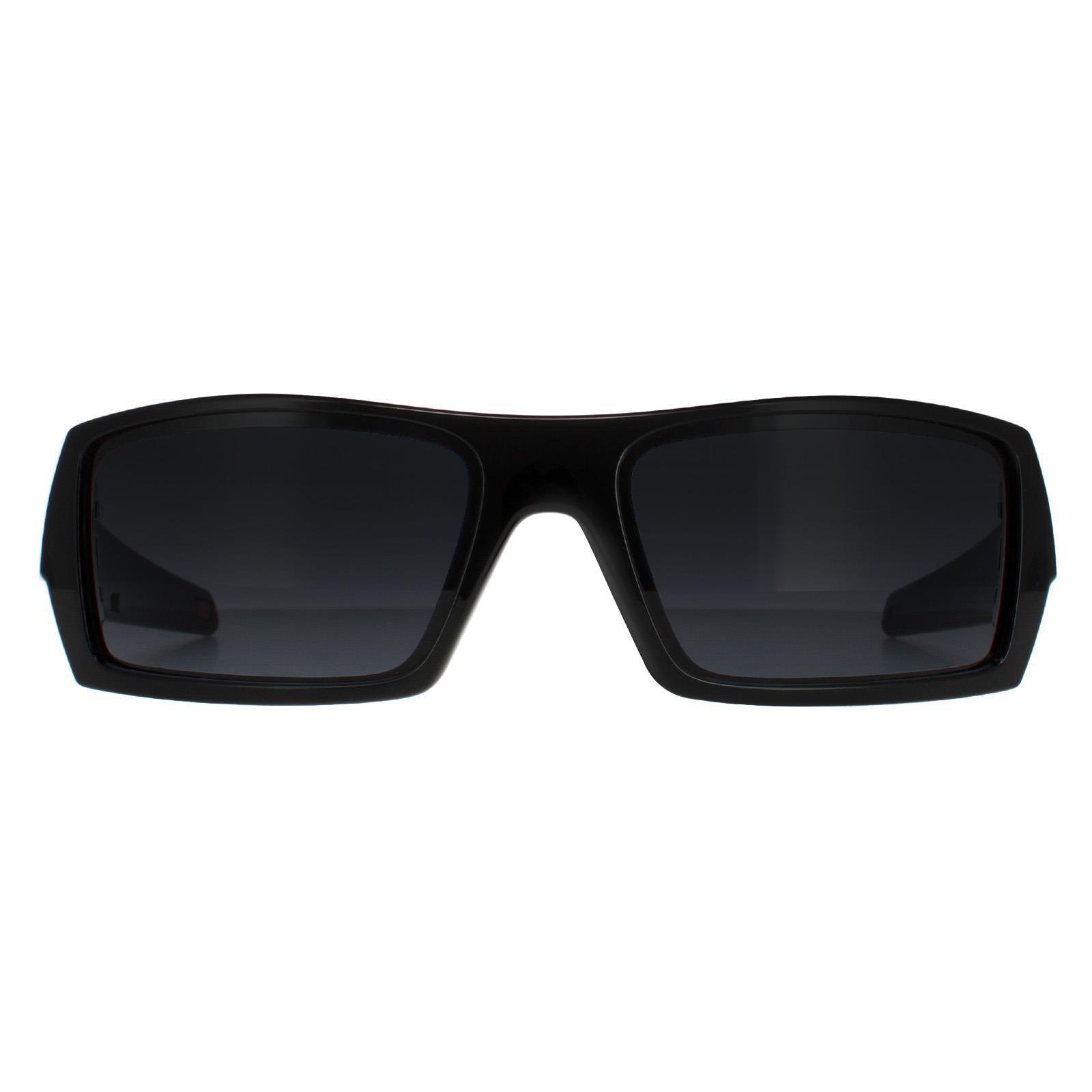 Oakley Wrap Mens Polished Black Grey Sunglasses