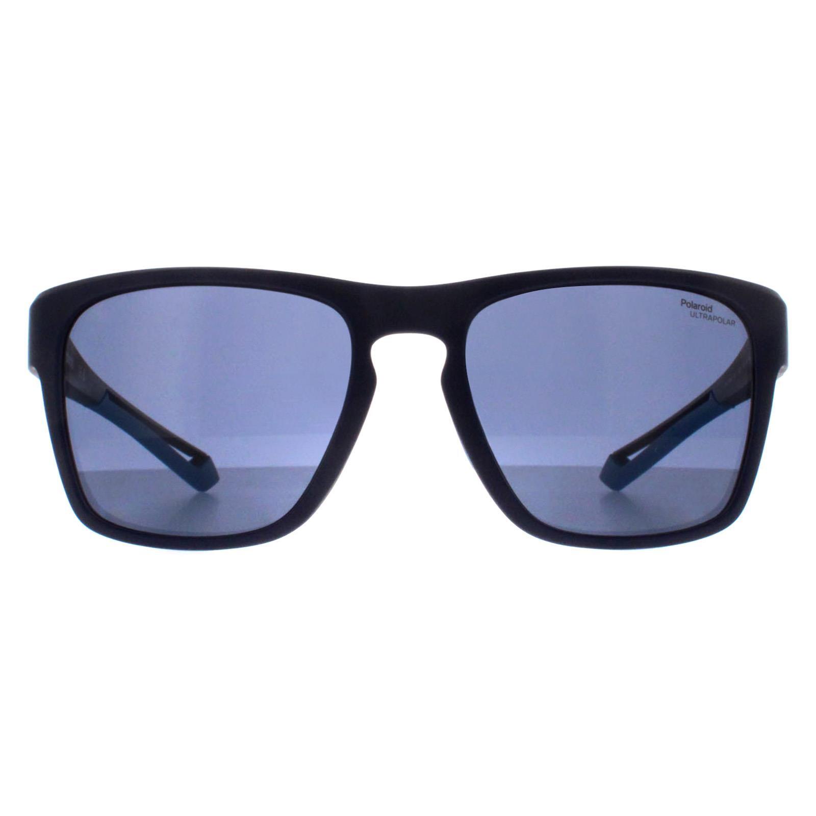 Polaroid Rectangle Mens Matte Blue Blue Polarized High Contrast PLD 7052/S