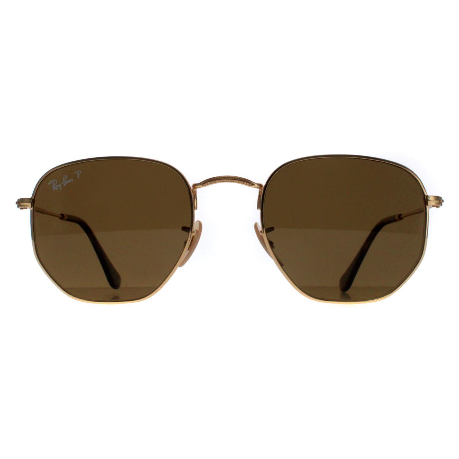 Ray-Ban Square Mens Gold Brown Polarized Sunglasses