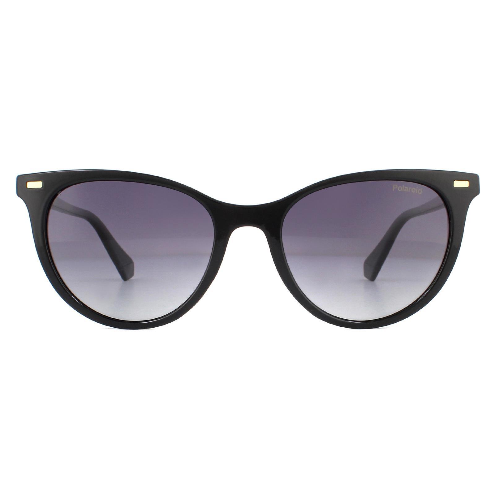 Polaroid Cat Eye Womens Black Grey Grey Gradient Polarized Sunglasses