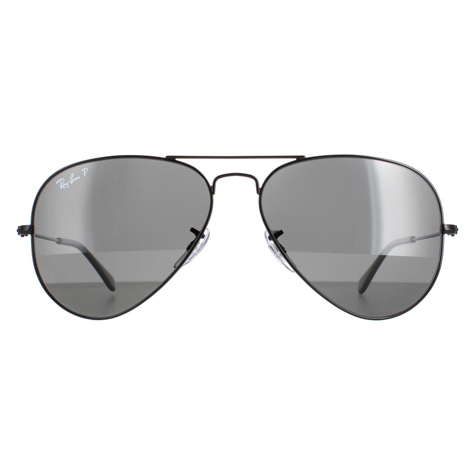 Ray-Ban Aviator Unisex Polished Black Black Polarized Sunglasses