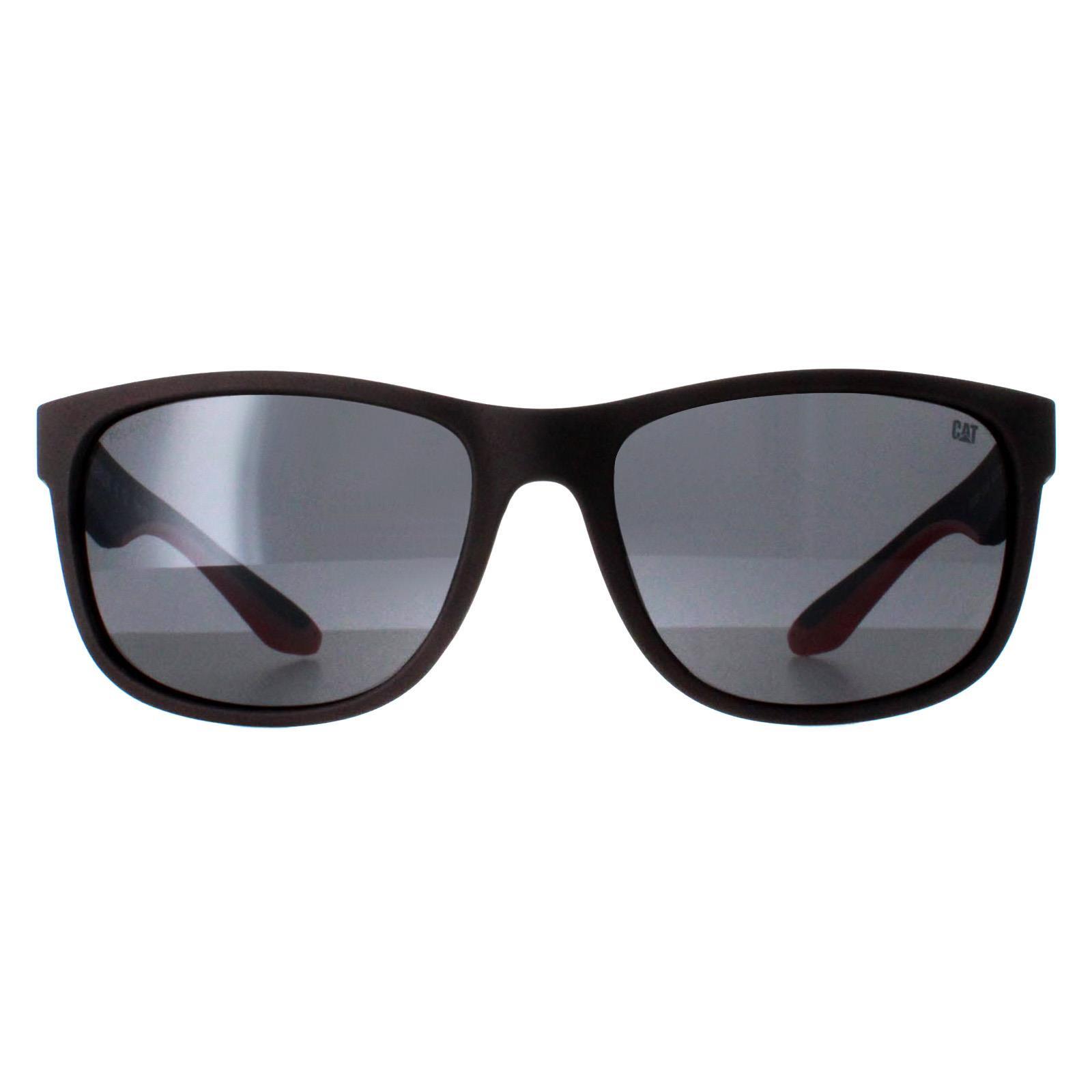 Caterpillar Rectangle Mens Matte Dark Grey Silver Flash Polarized CTS-8011