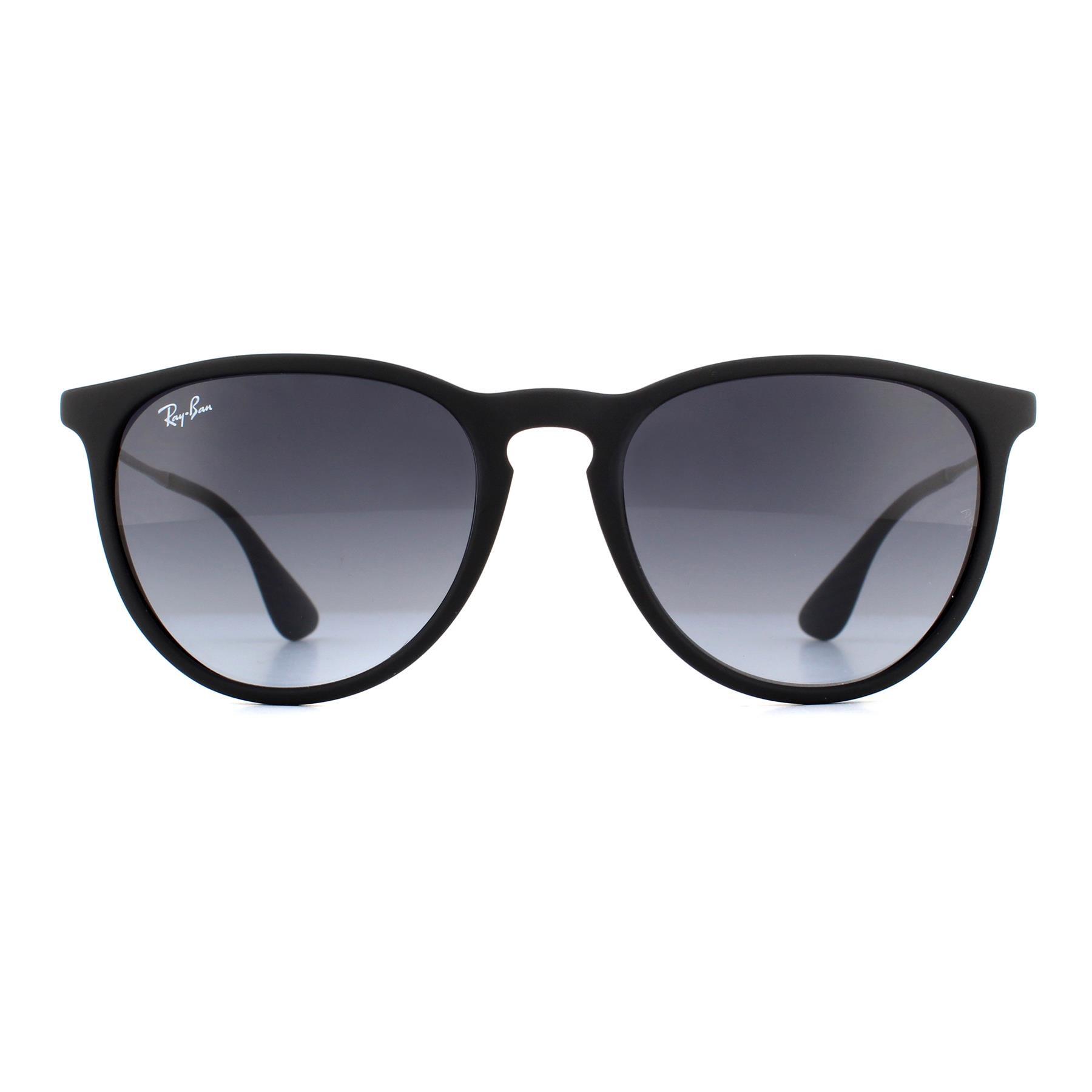 Ray-Ban Round Womens Rubberised Black Grey Gradient Sunglasses