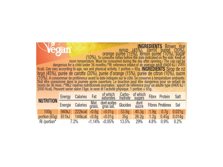 10 compotes énergétiques - vegan - sans gluten - 65g - Orange - Carotte - Citron 4/6