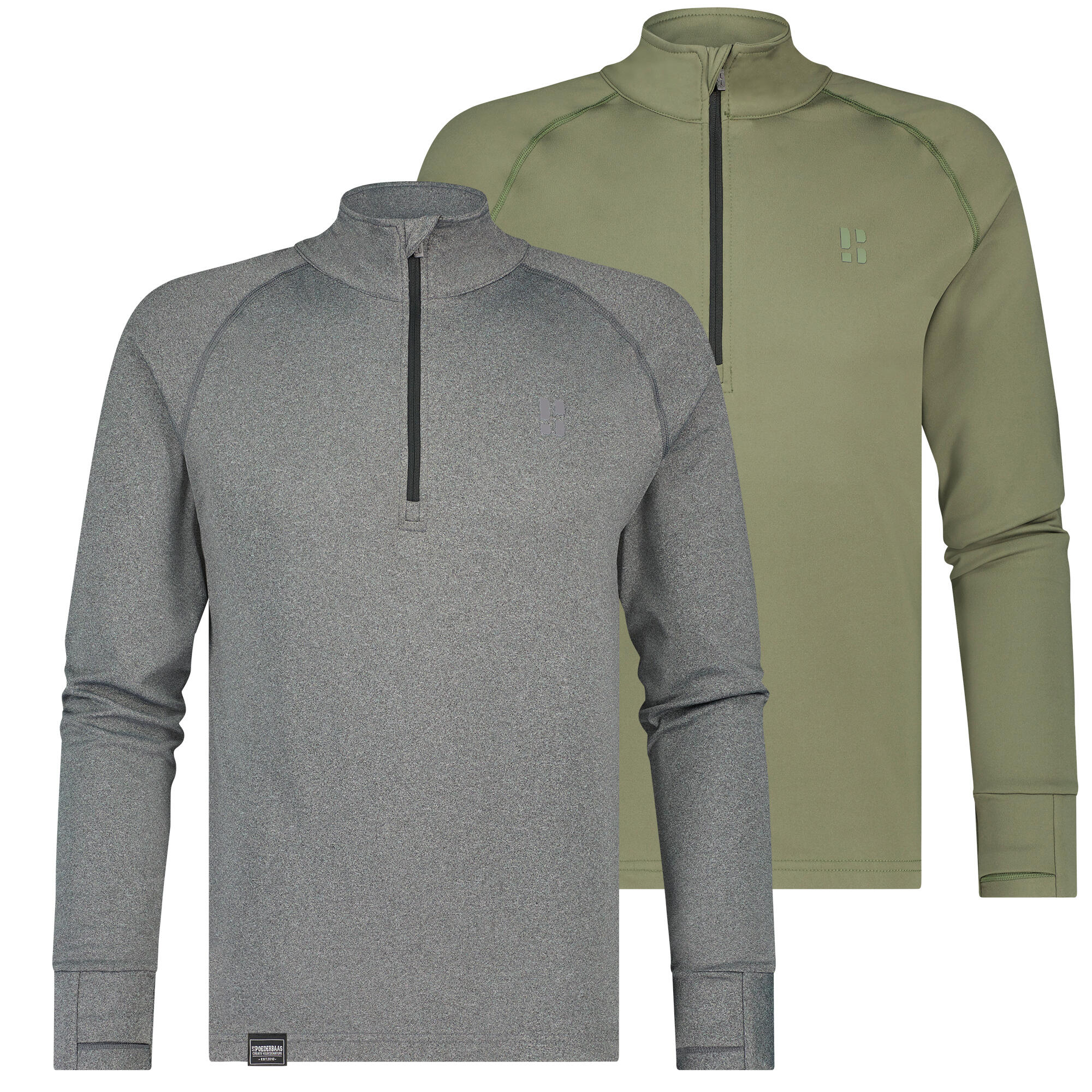POEDERBAAS Poederbaas Arctic Skipully Heren - Grijs/Groen - 2 Pack