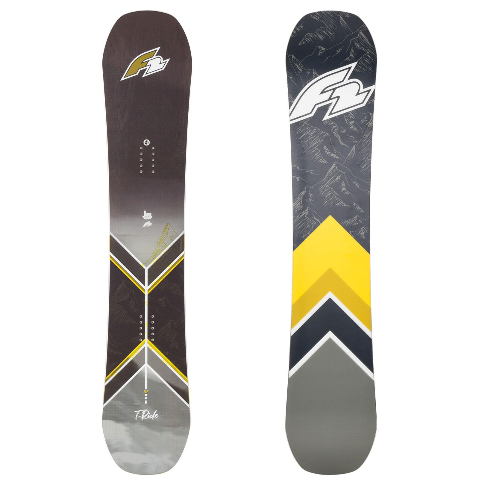 F2 Herren Snowboard T - Ride Wood Freeride/Freestyle 157 cm Schwarz/Grau 2023/24 1/2