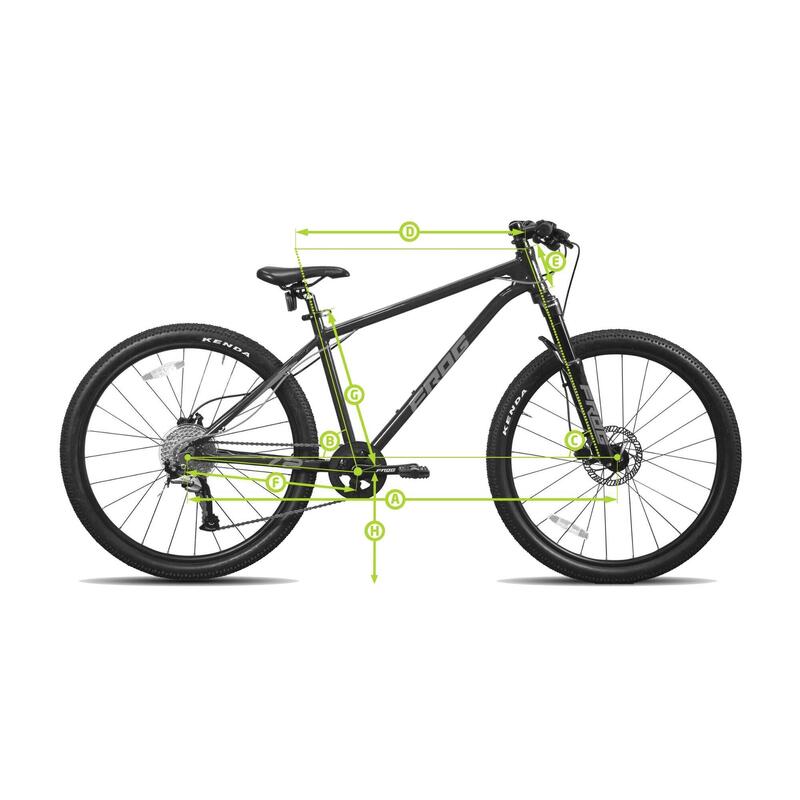 Bicicleta infantil Frog MTB 69 - Metallic Grey Neon Green 26"